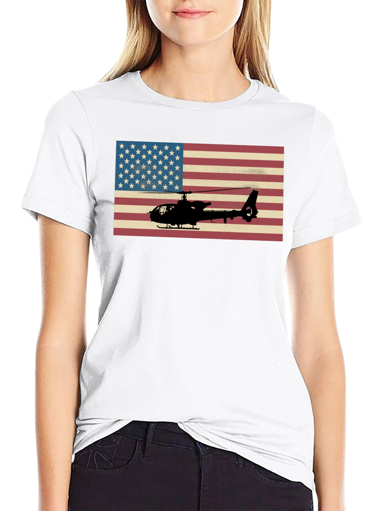 American Flag Helicopter Graphic Tee