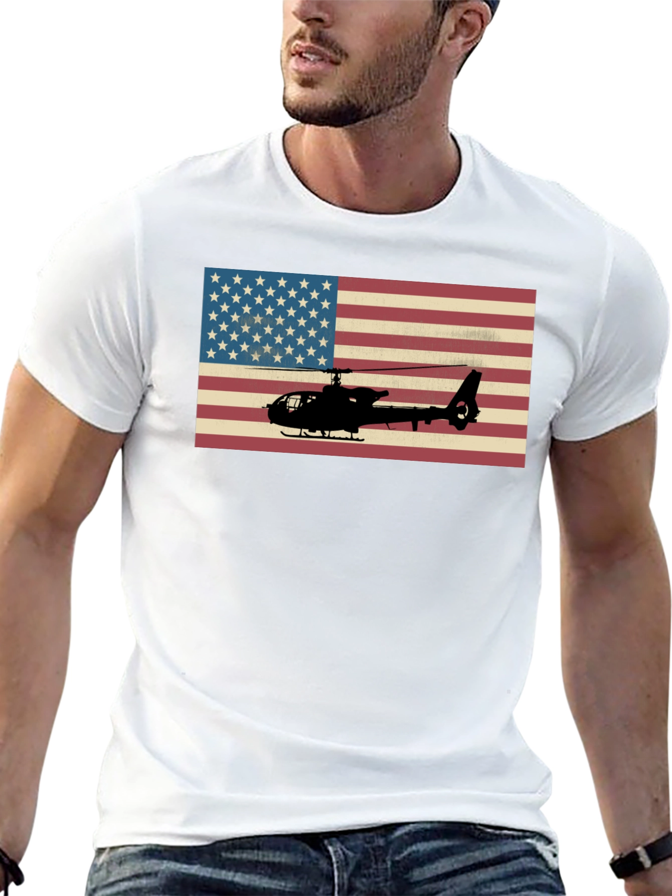 American Flag Helicopter Graphic Tee