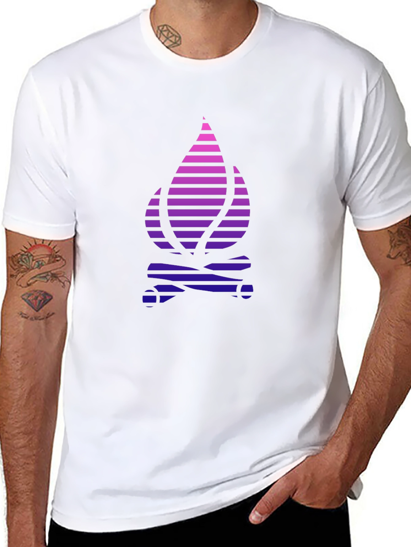 Stripped Flame Graphic Black T-Shirt