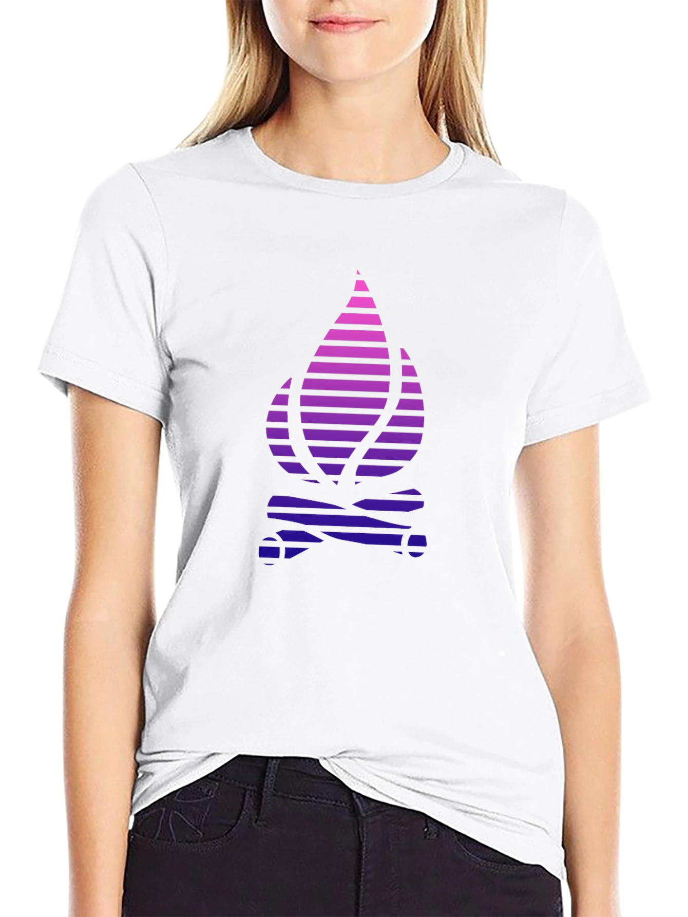 Stripped Flame Graphic Black T-Shirt