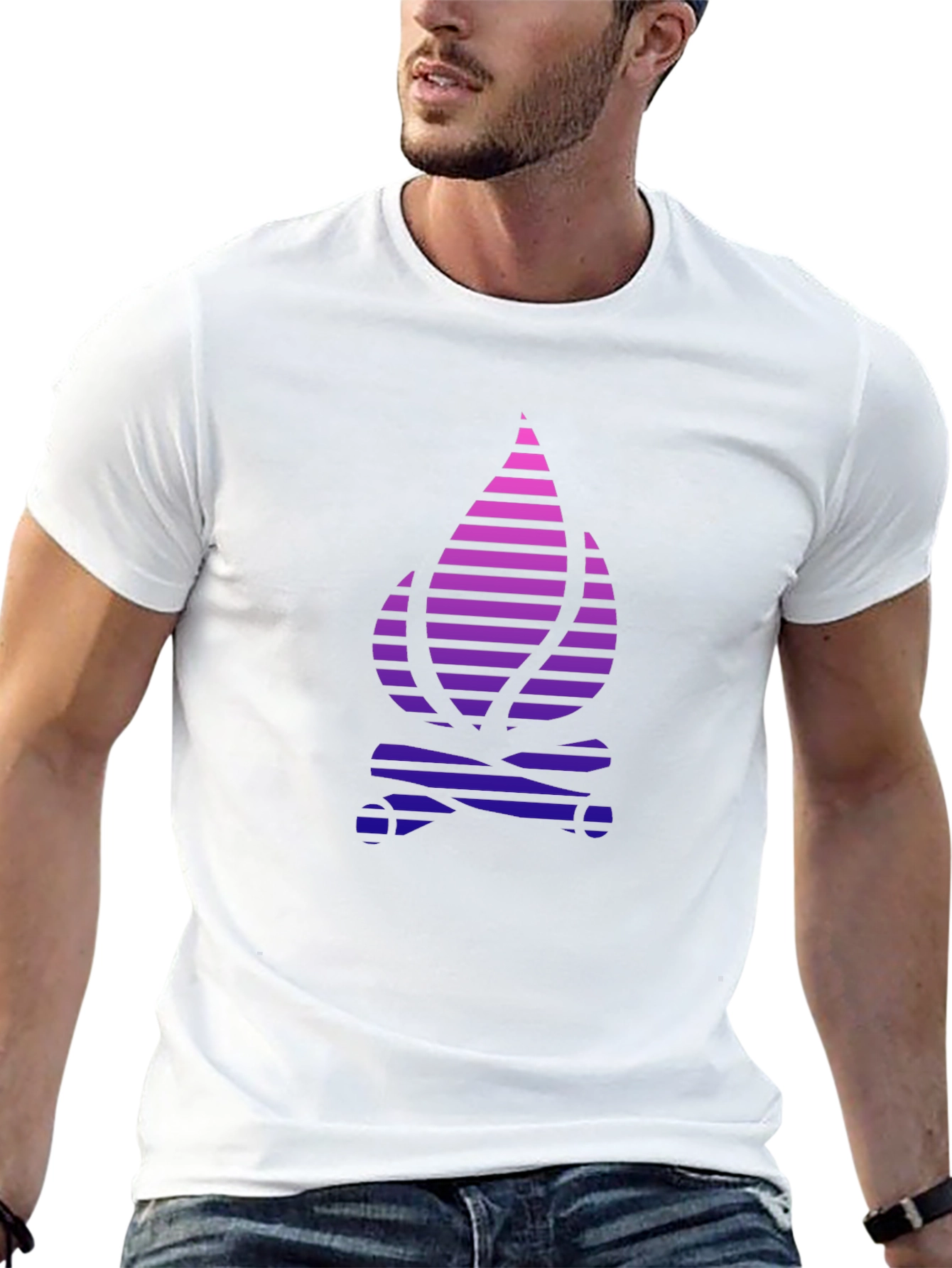 Stripped Flame Graphic Black T-Shirt
