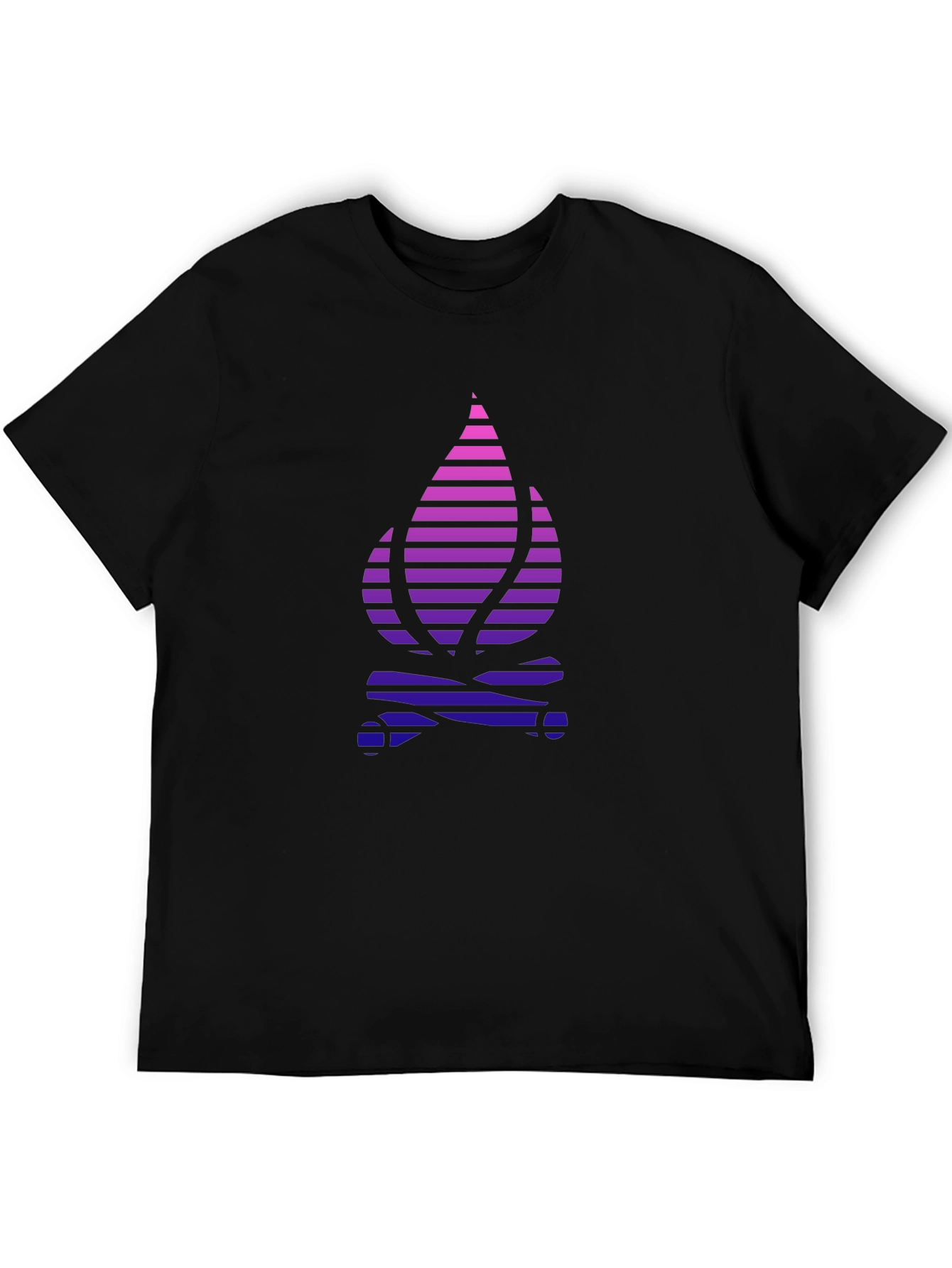 Stripped Flame Graphic Black T-Shirt