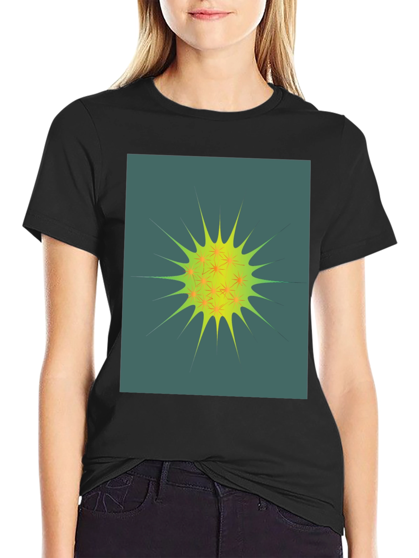 Abstract Spiky Graphic Tee - Unisex Black T-Shirt