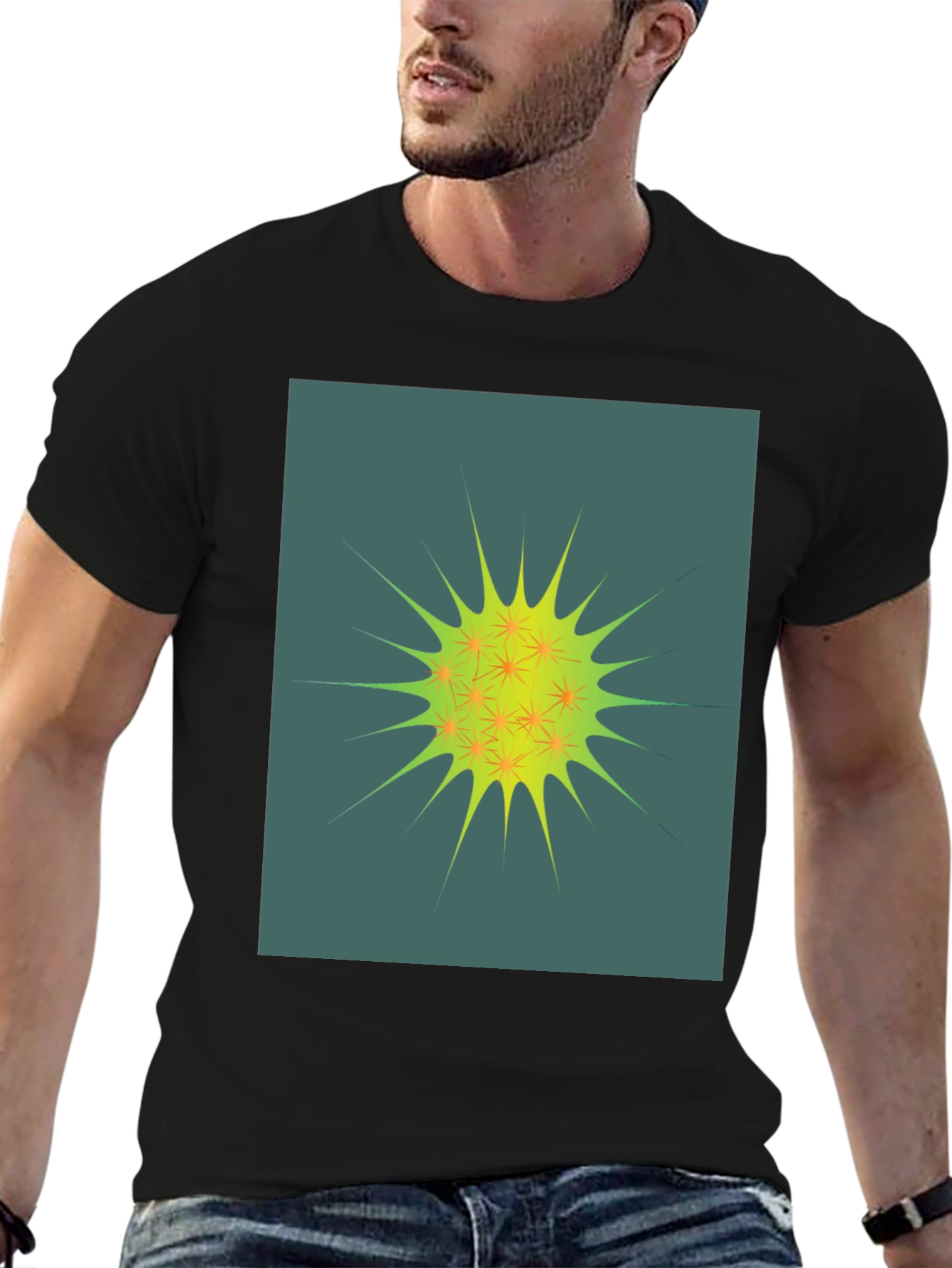 Abstract Spiky Graphic Tee - Unisex Black T-Shirt
