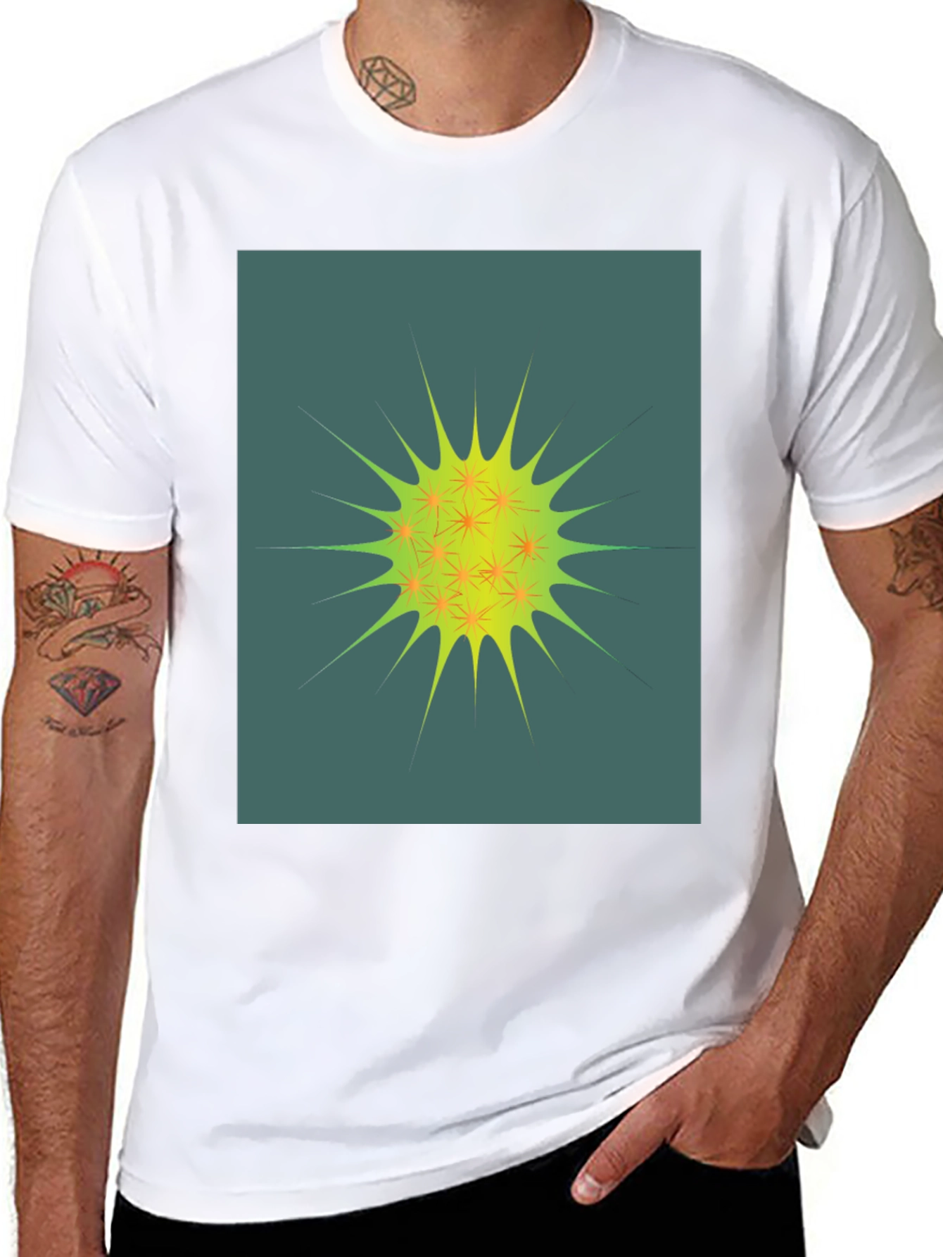 Abstract Spiky Graphic Tee - Unisex Black T-Shirt