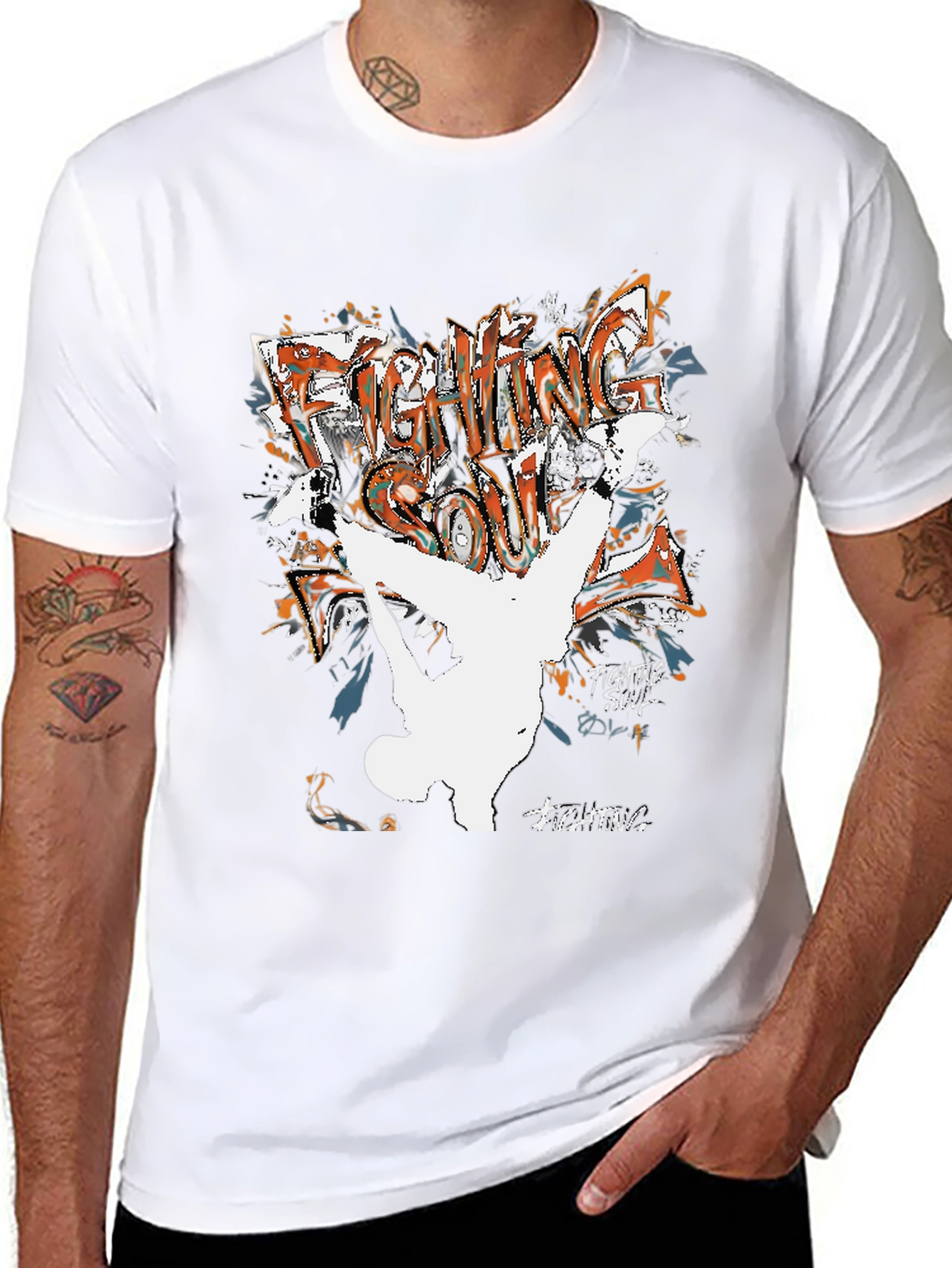 Fighting Soul Black T-Shirt Graphic Tee