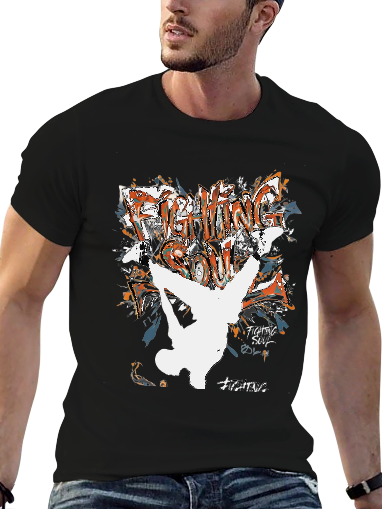 Fighting Soul Black T-Shirt Graphic Tee