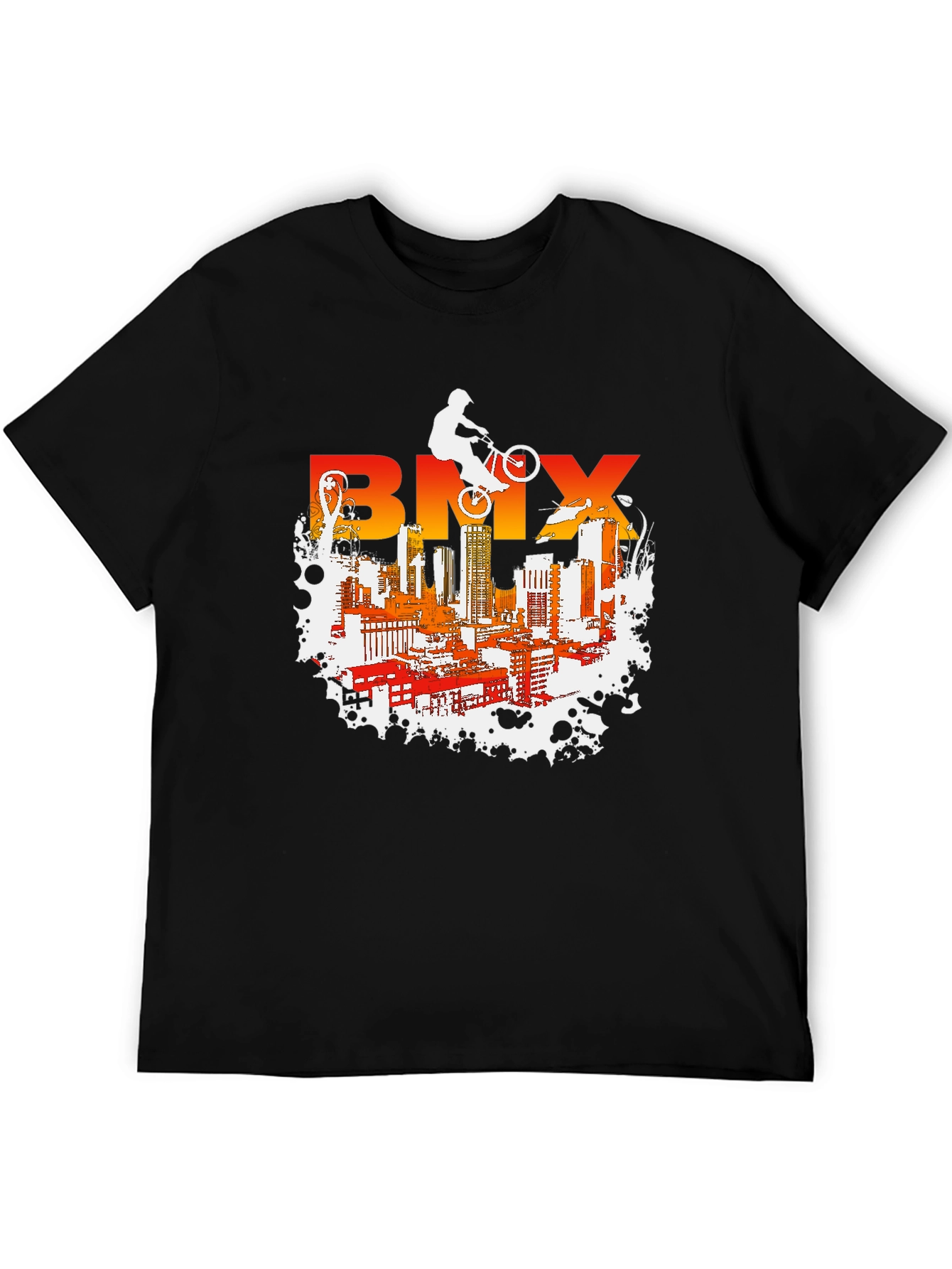 BMX Cityscape Graphic Tee - Urban Rider T-Shirt