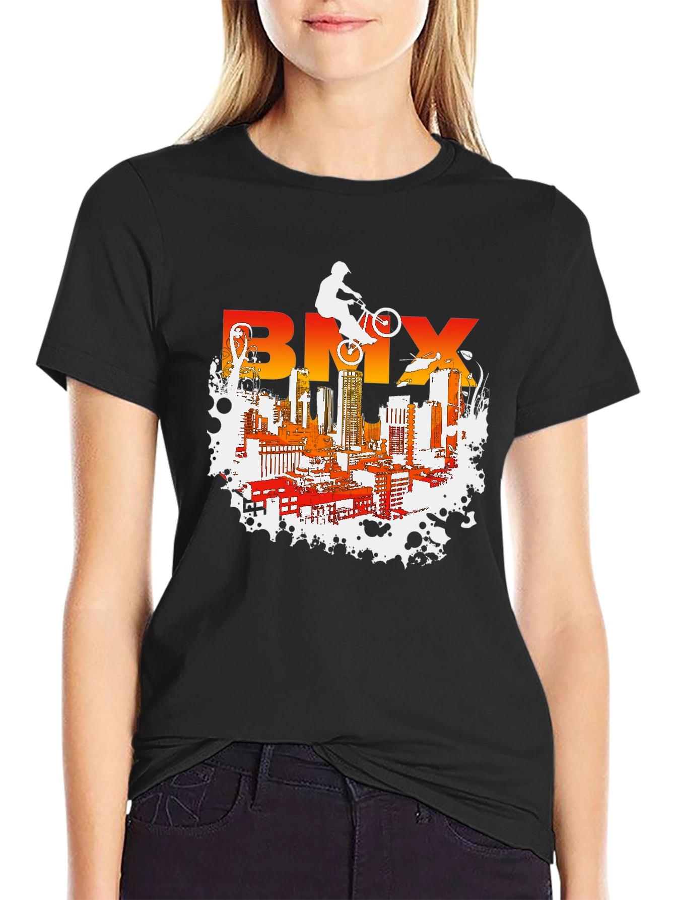 BMX Cityscape Graphic Tee - Urban Rider T-Shirt