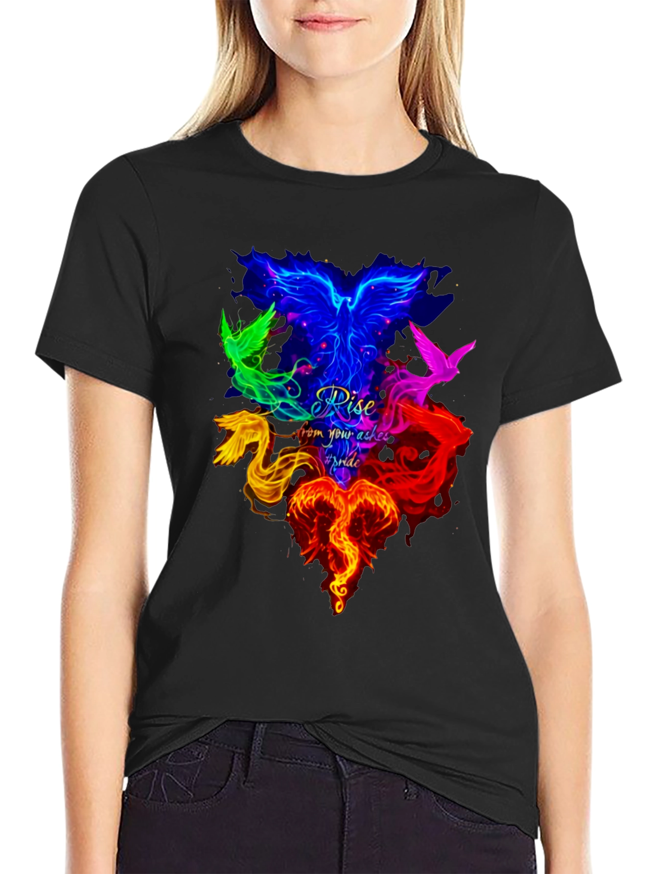 Colorful Phoenix Graphic T-Shirt