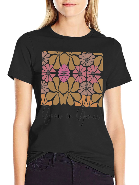 Retro Floral Grow in Grace Graphic T-Shirt