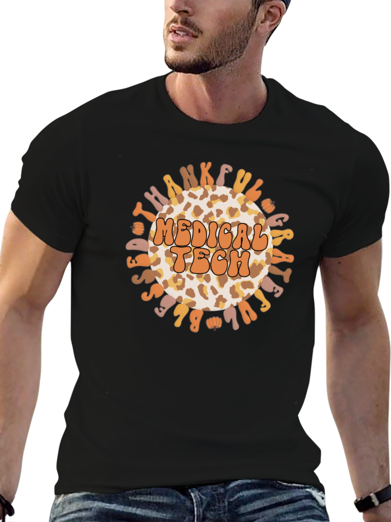 Medical Tech Leopard Print Thanksgiving Graphic Tee