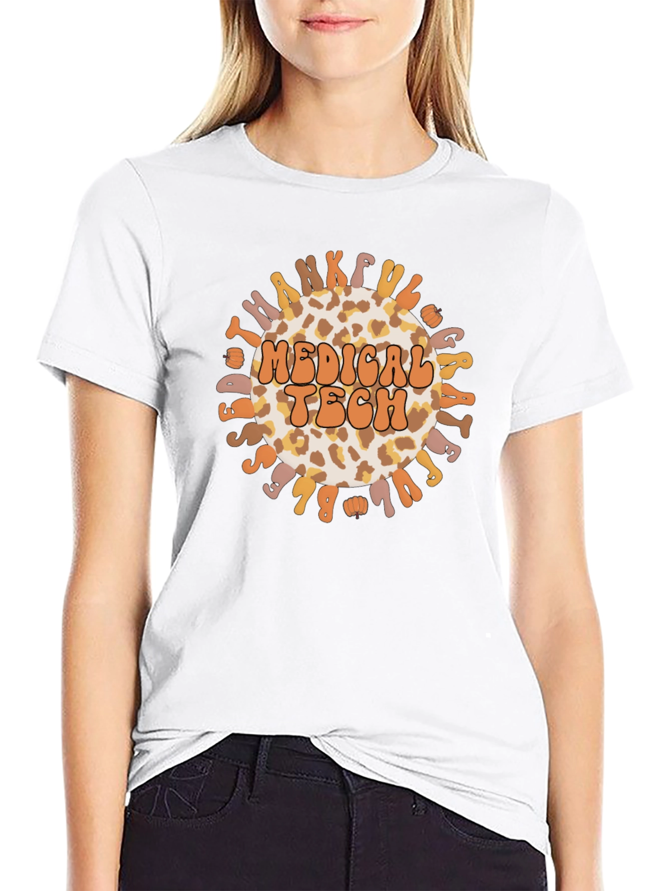 Medical Tech Leopard Print Thanksgiving Graphic Tee