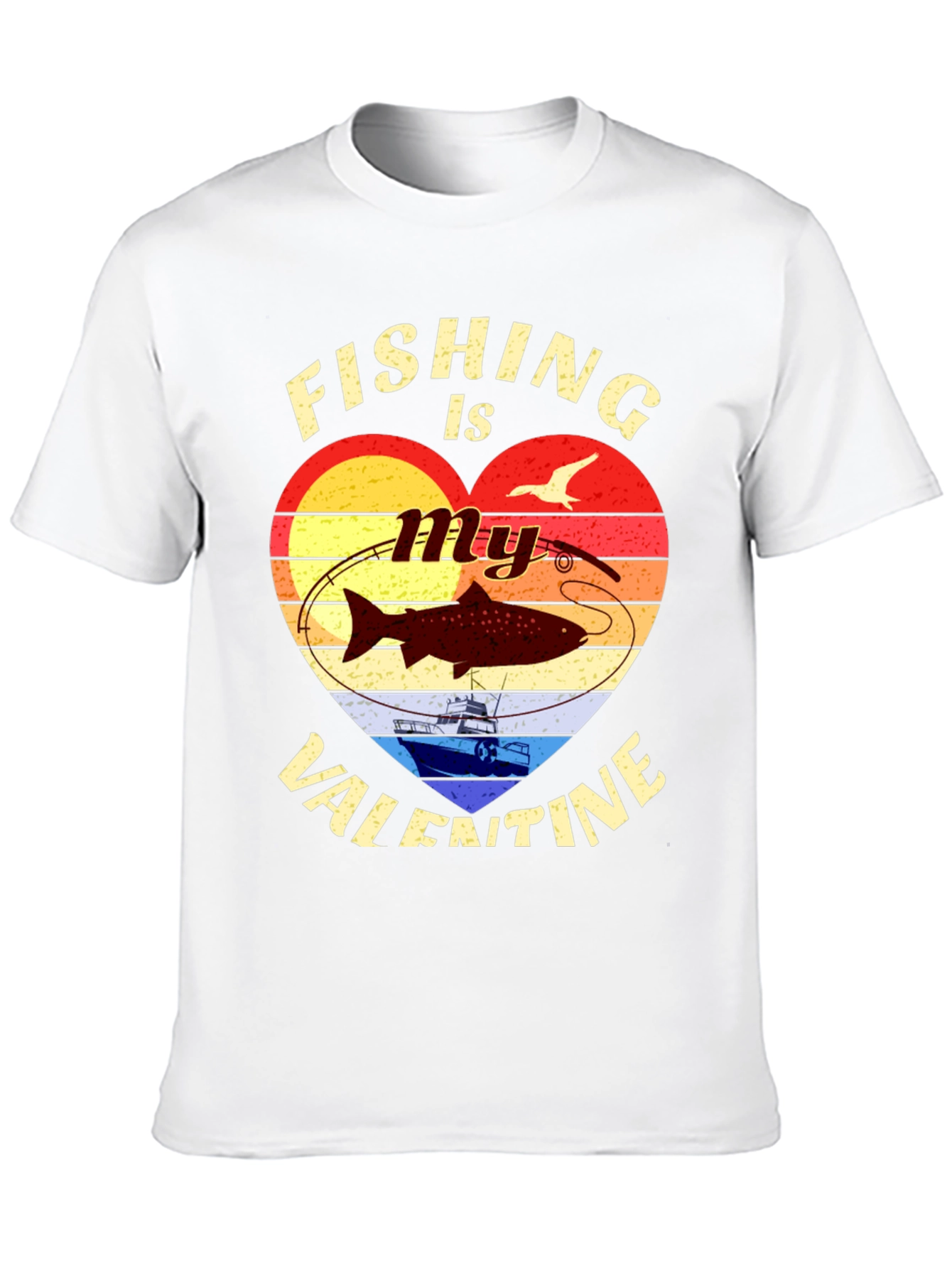 Fishing Valentines Day Graphic T-Shirt