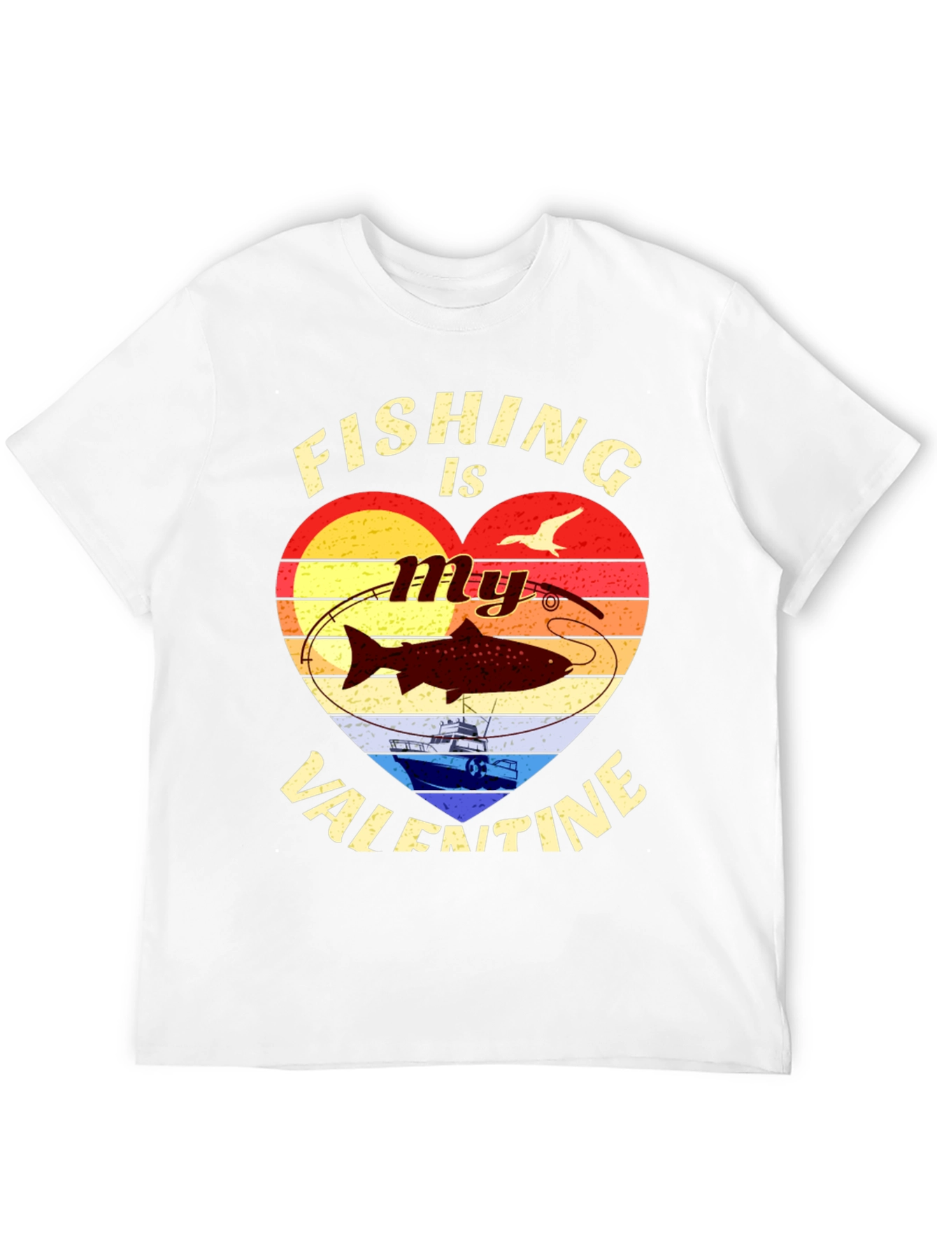 Fishing Valentines Day Graphic T-Shirt