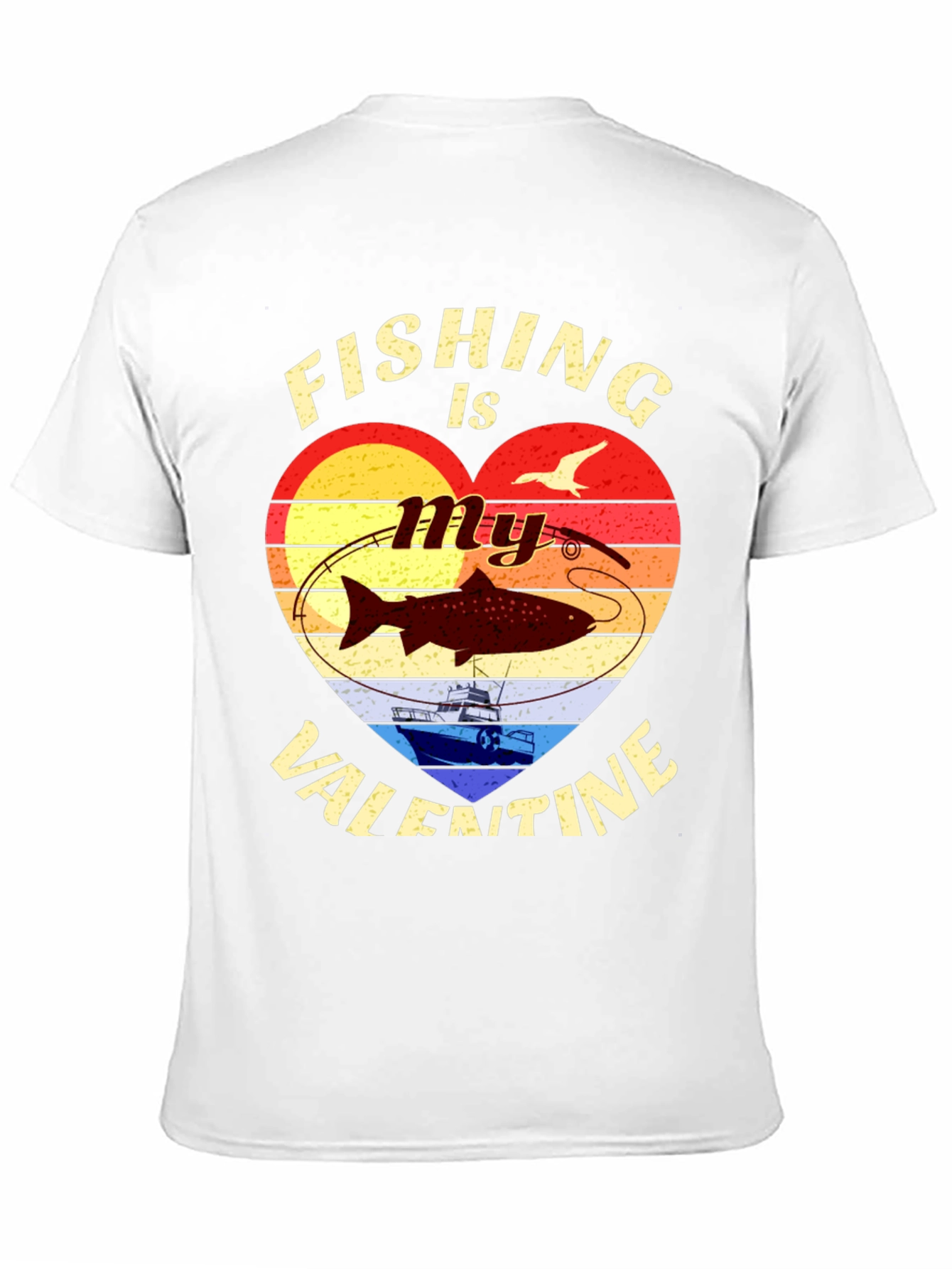 Fishing Valentines Day Graphic T-Shirt