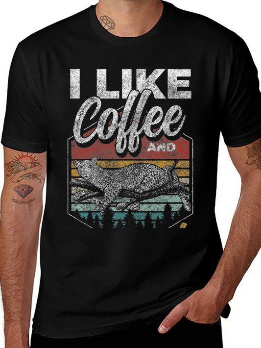 I Like Coffee And Leopards Graphic Tee