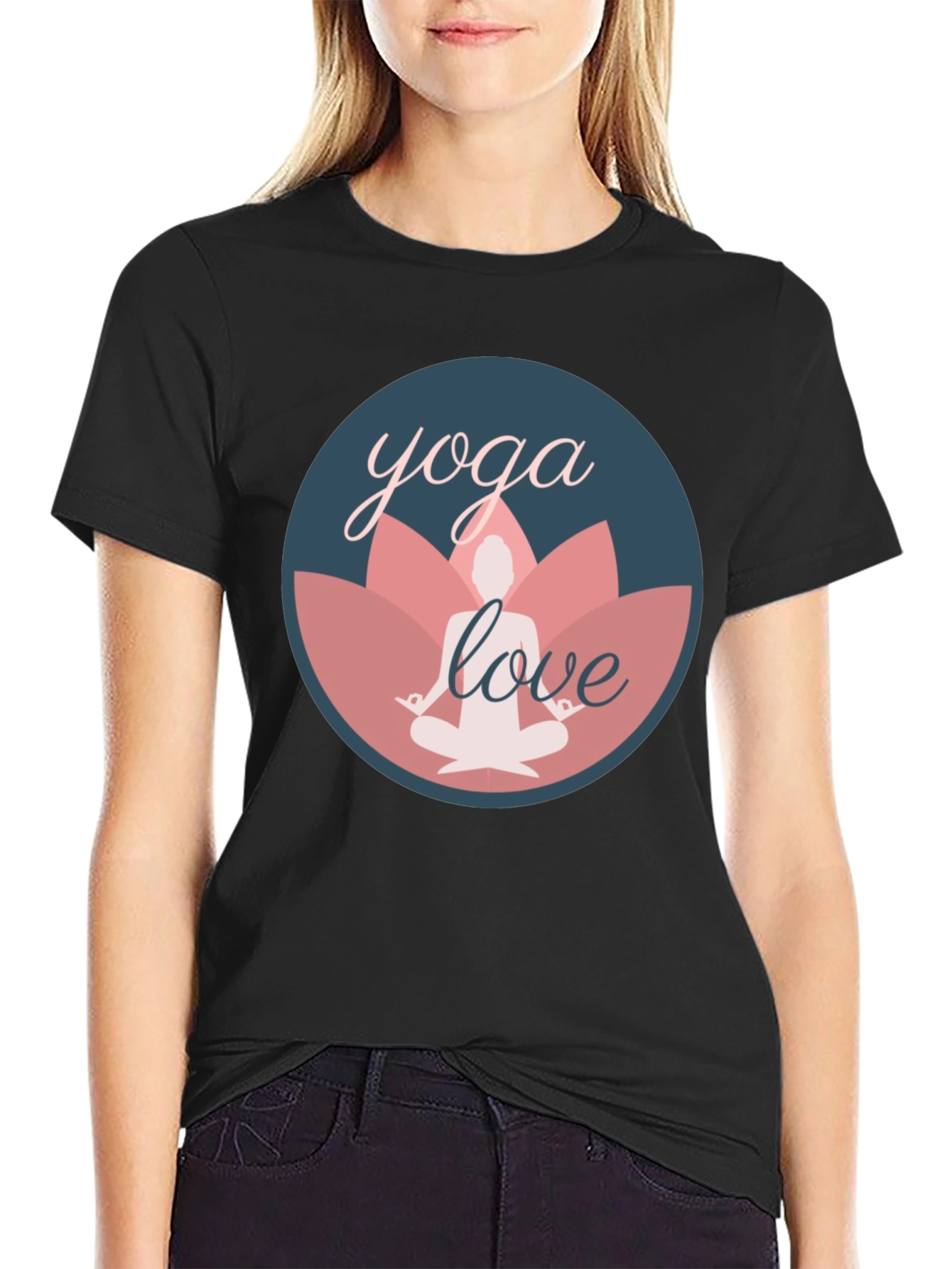 Yoga Love Graphic Tee - Black Cotton T-Shirt