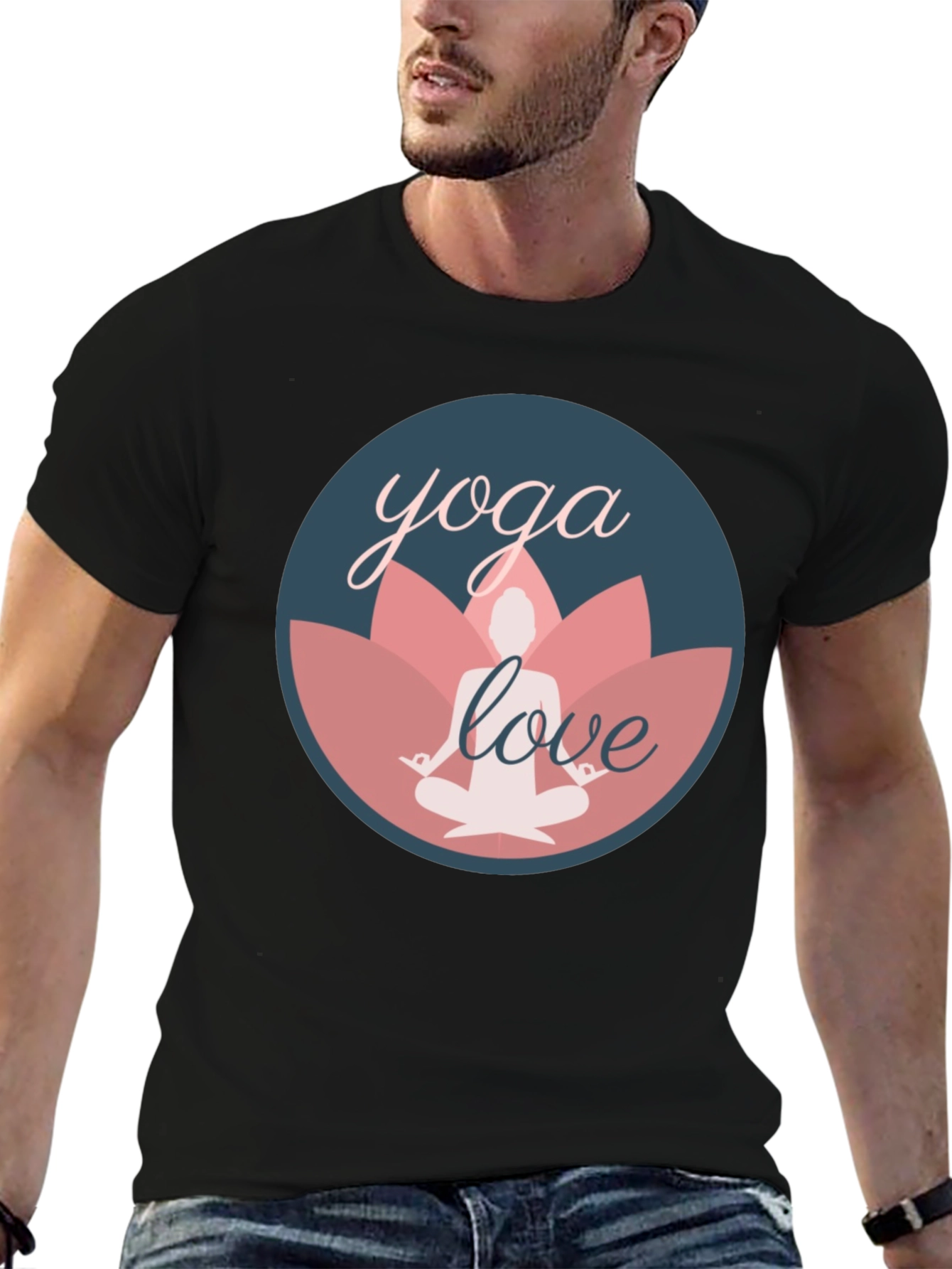 Yoga Love Graphic Tee - Black Cotton T-Shirt