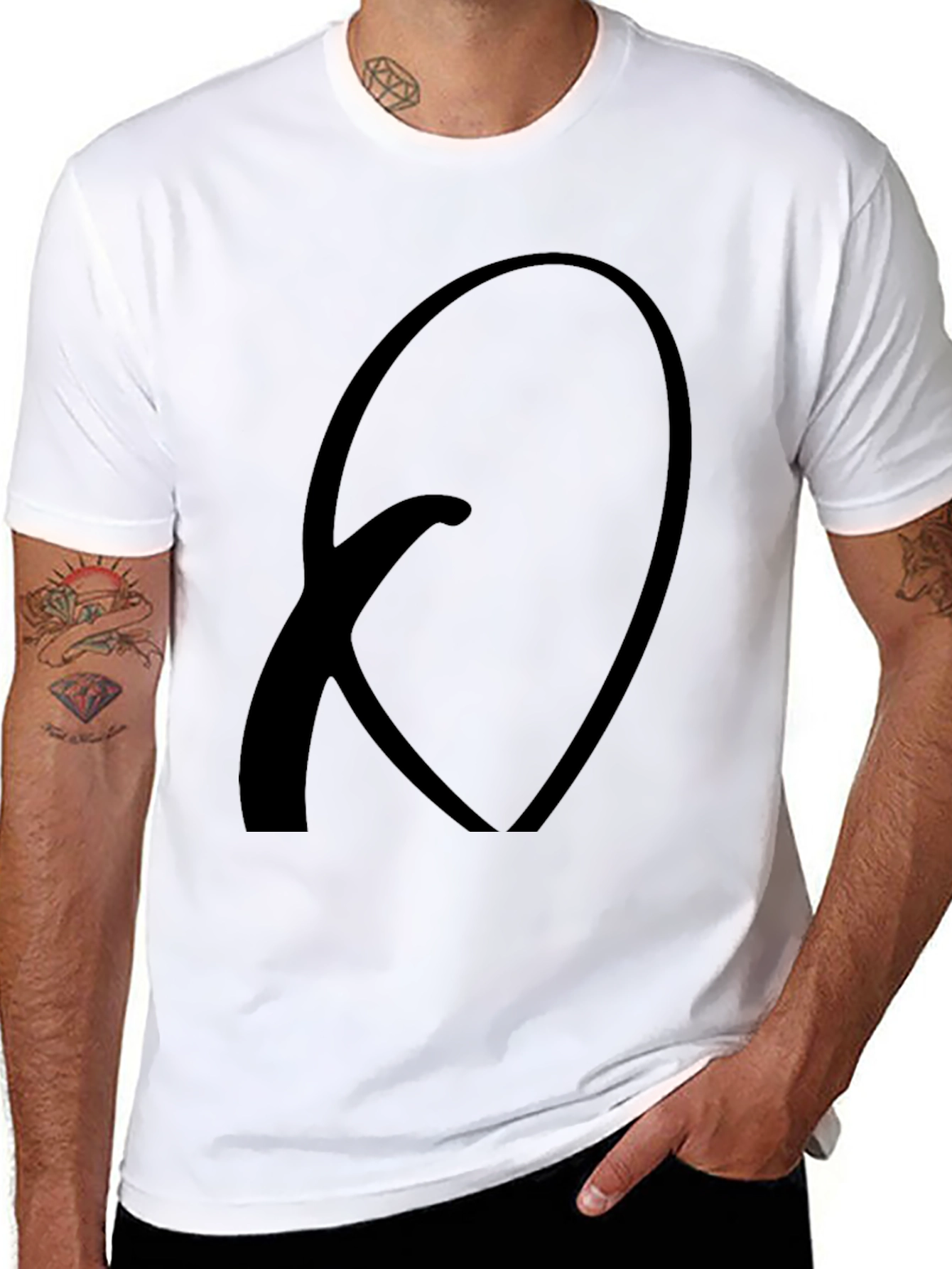 Black T-Shirt with Abstract Q Design - Casual Wear
