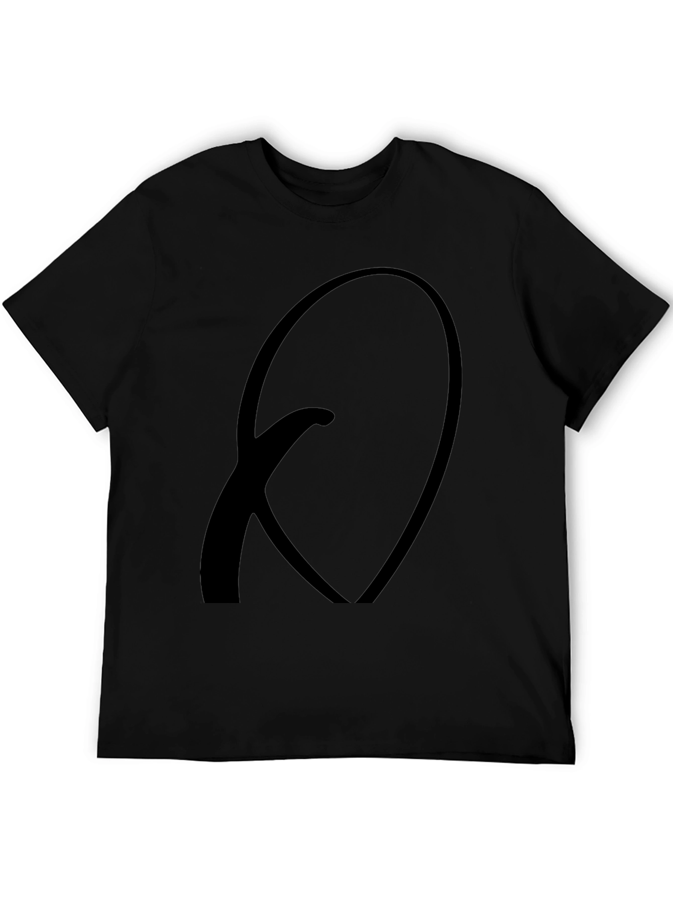 Black T-Shirt with Abstract Q Design - Casual Wear