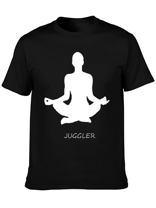 Juggler Pose Graphic Tee - Mens Black Cotton T-Shirt