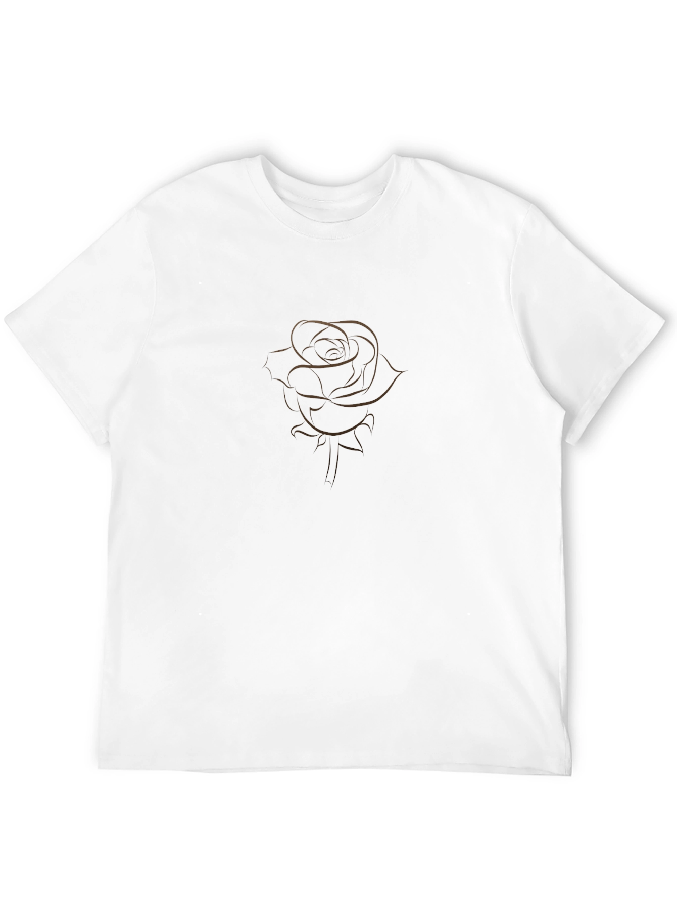Mens Black T-Shirt with Rose Outline
