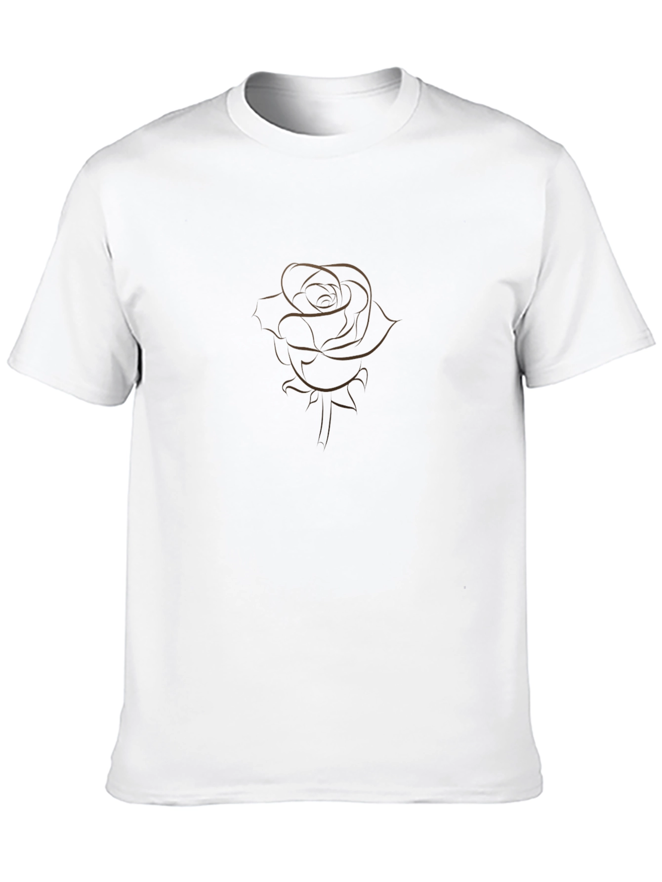 Mens Black T-Shirt with Rose Outline