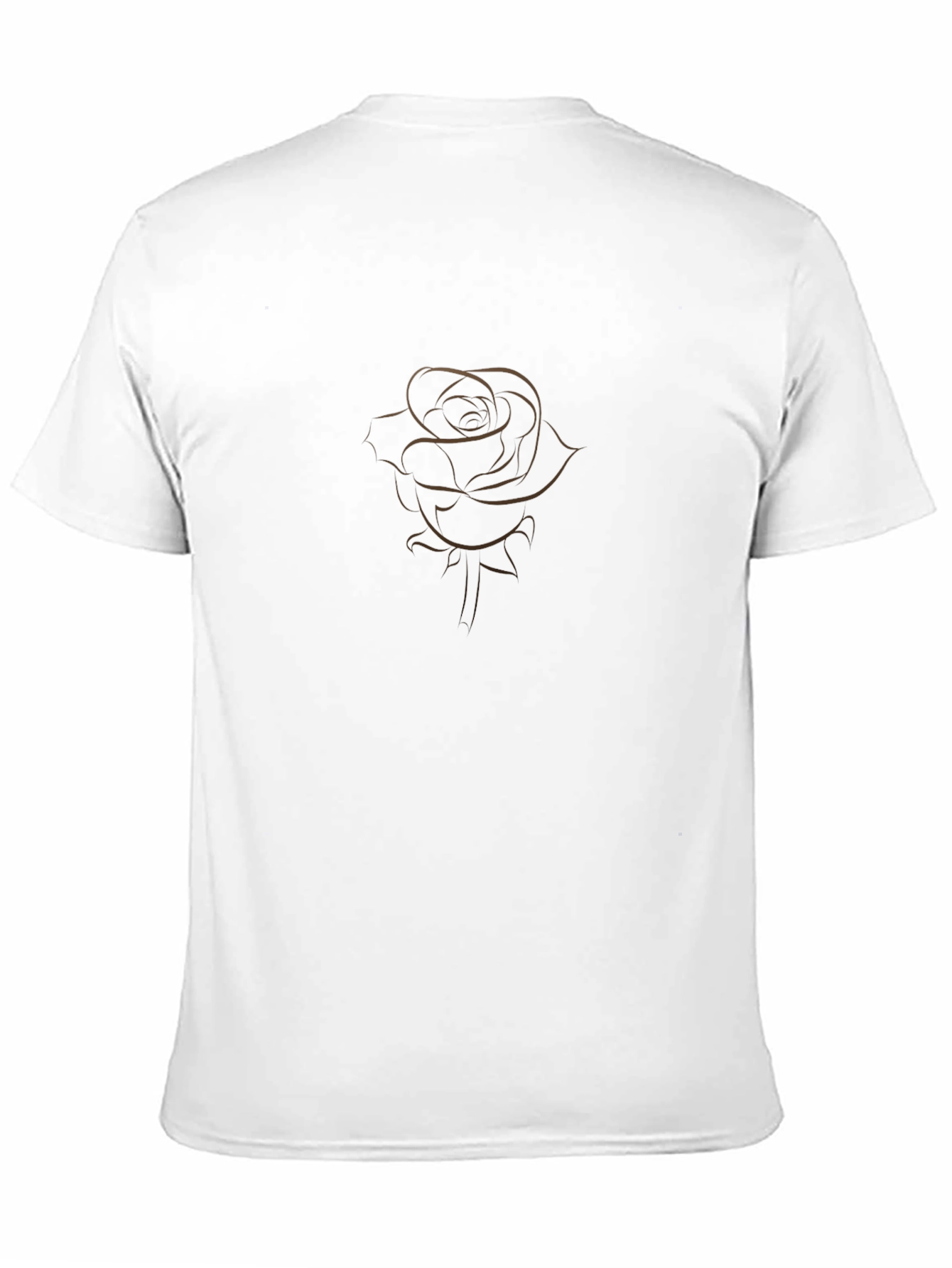 Mens Black T-Shirt with Rose Outline
