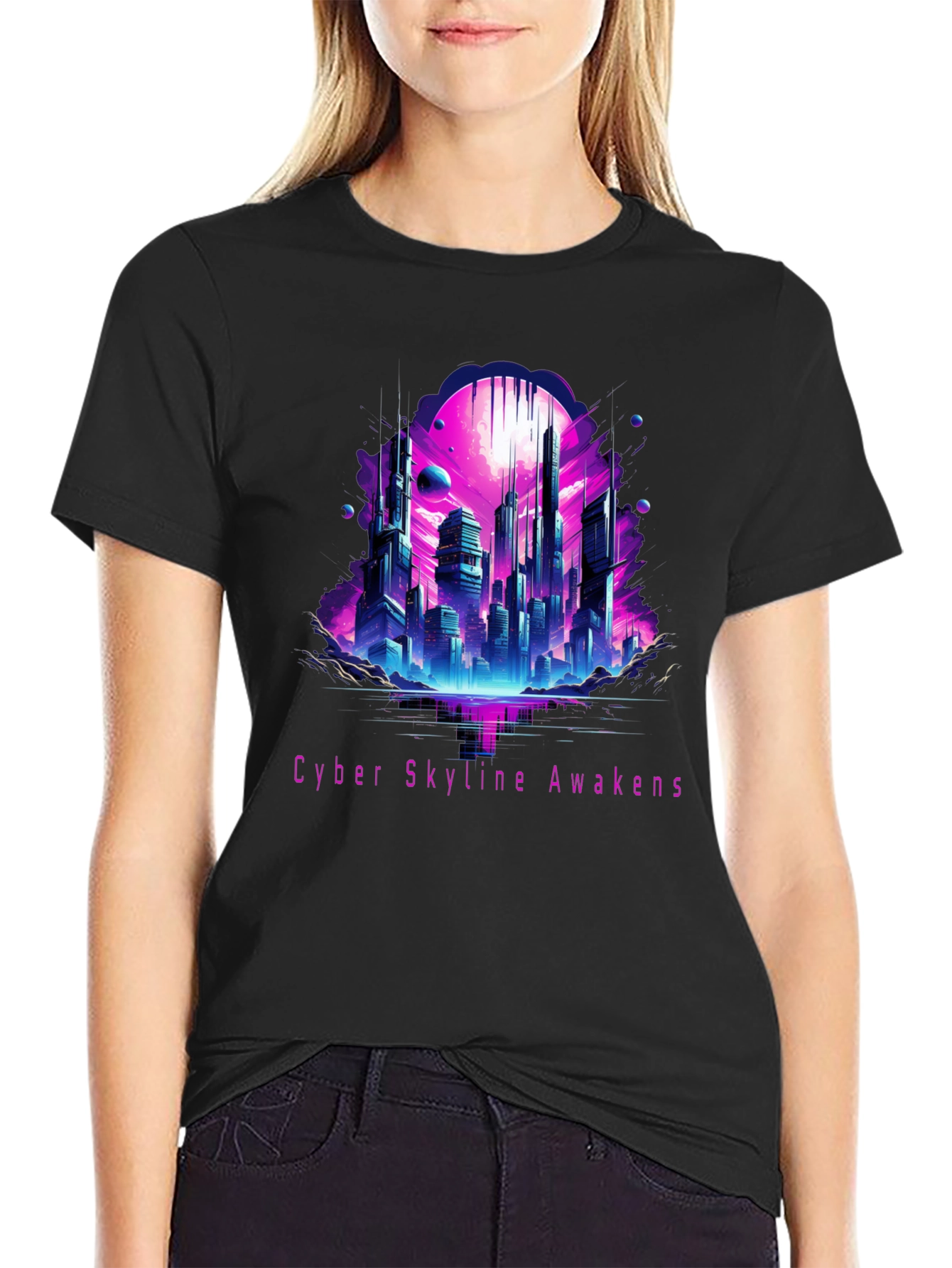 Cyber Skyline Awakens Graphic Tee