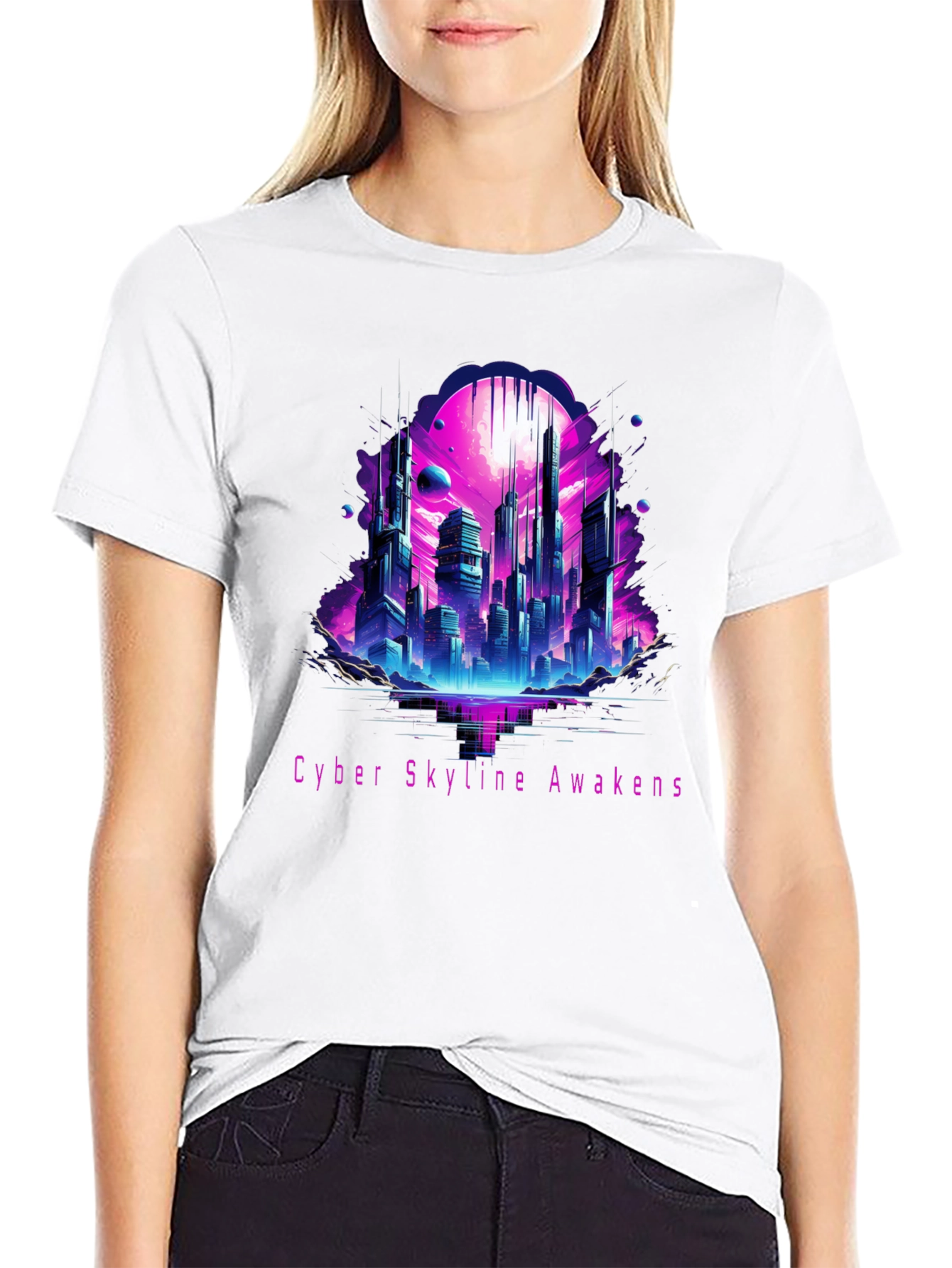 Cyber Skyline Awakens Graphic Tee