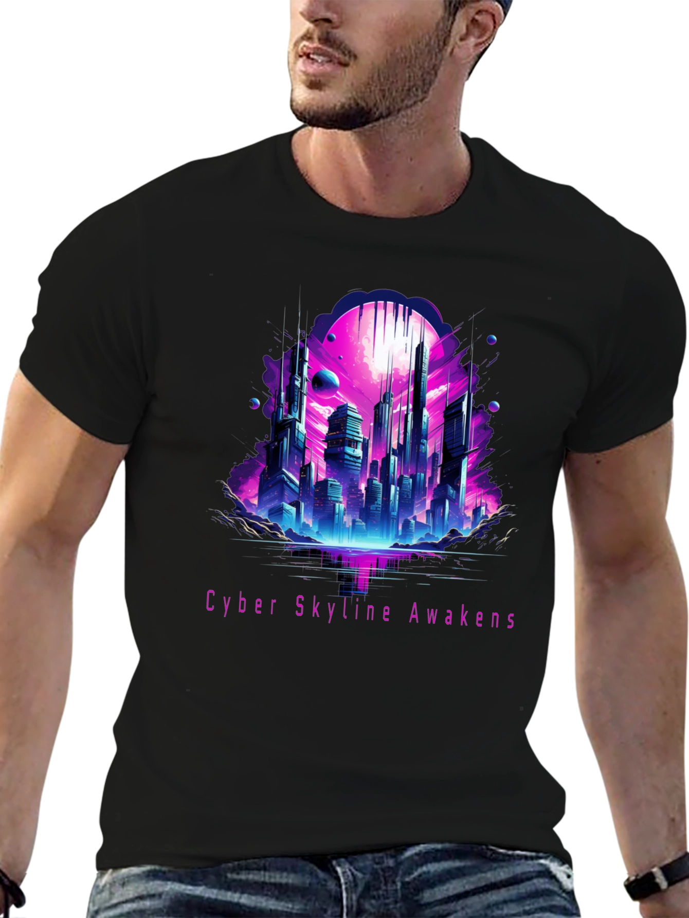 Cyber Skyline Awakens Graphic Tee