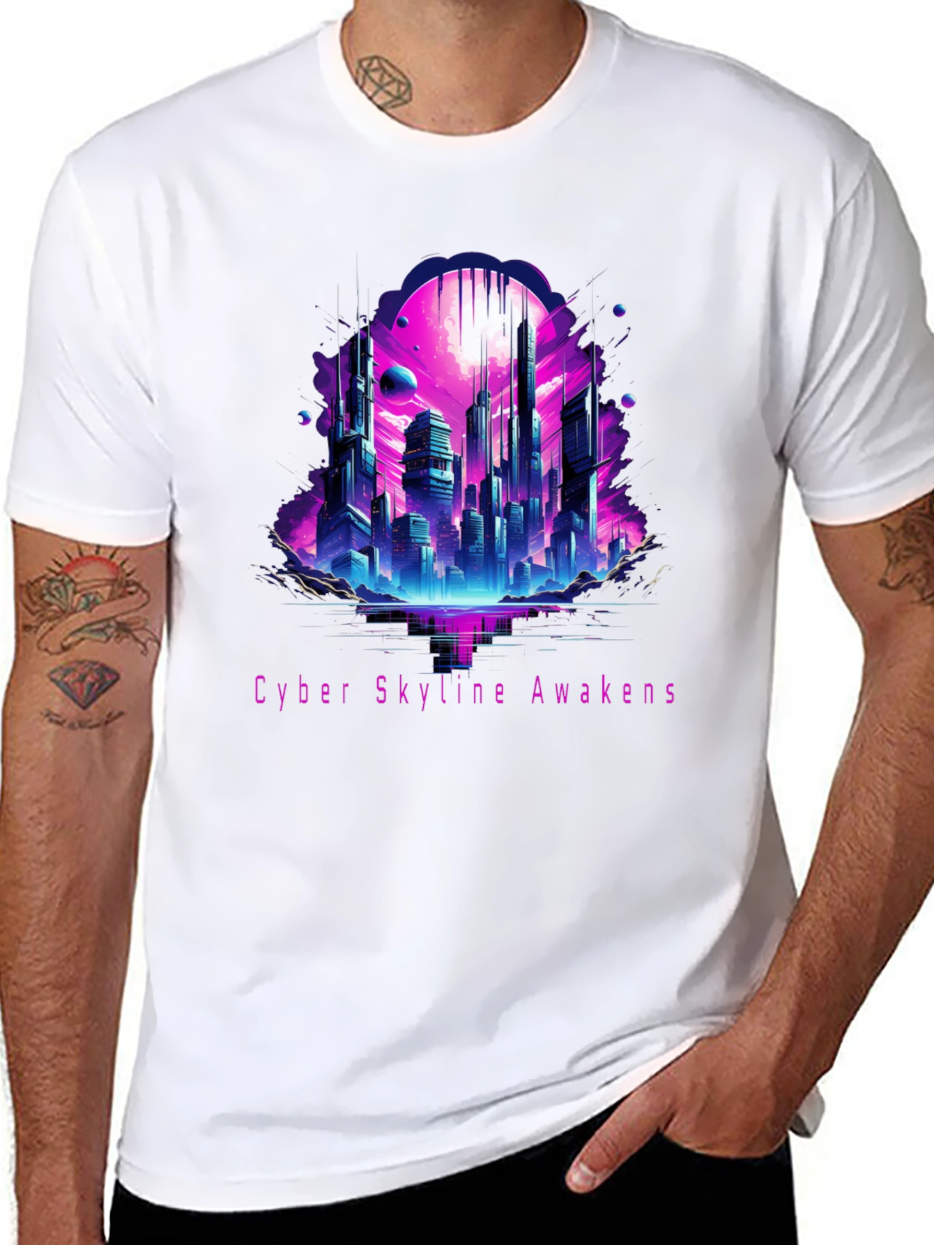Cyber Skyline Awakens Graphic Tee