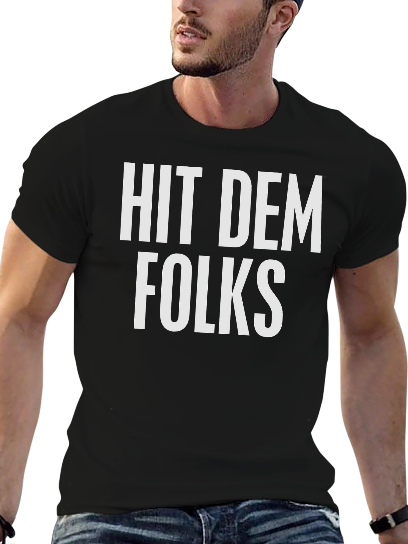Hit Dem Folks Graphic Tee - Black Cotton Blend