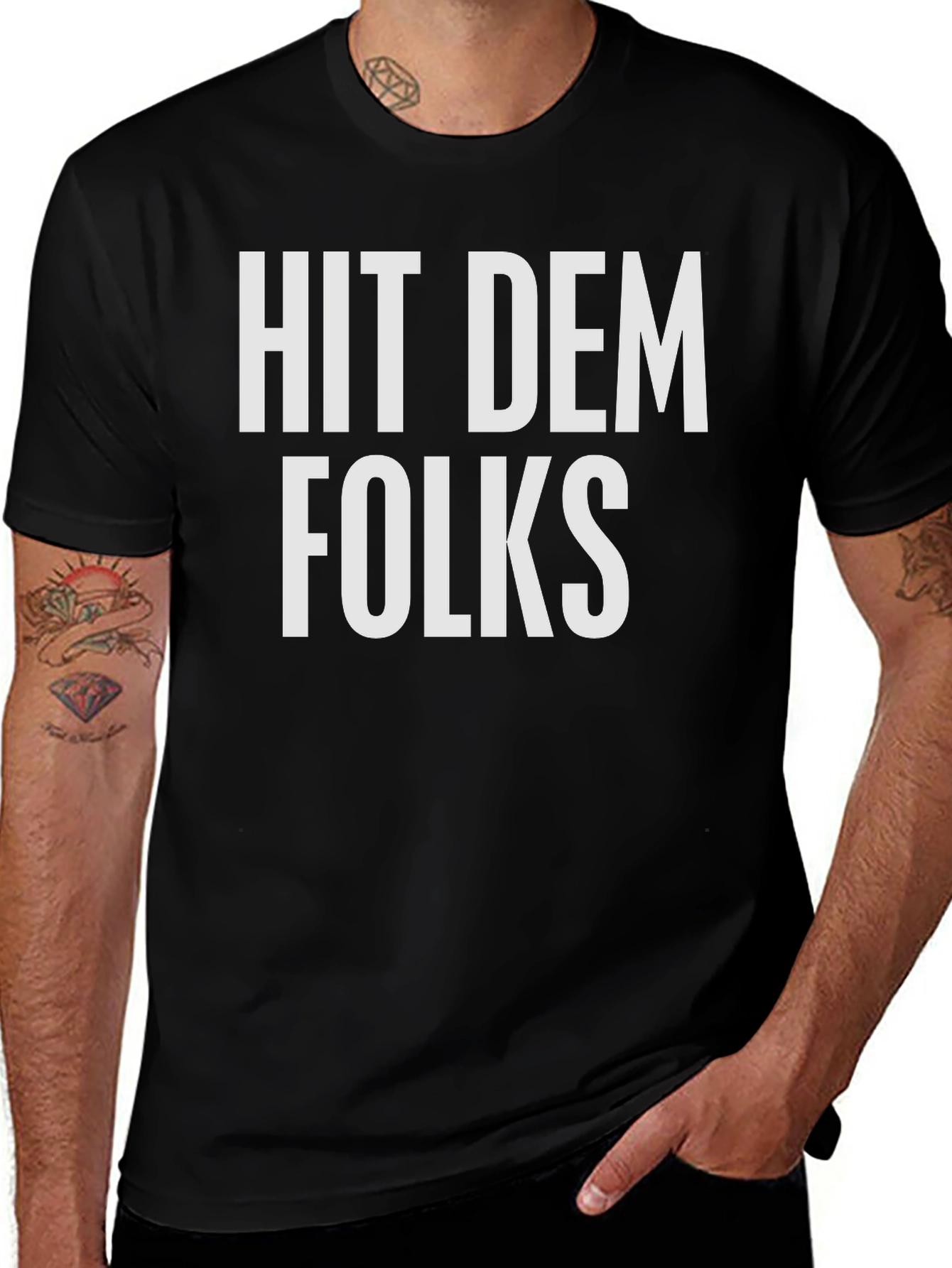 Hit Dem Folks Graphic Tee - Black Cotton Blend