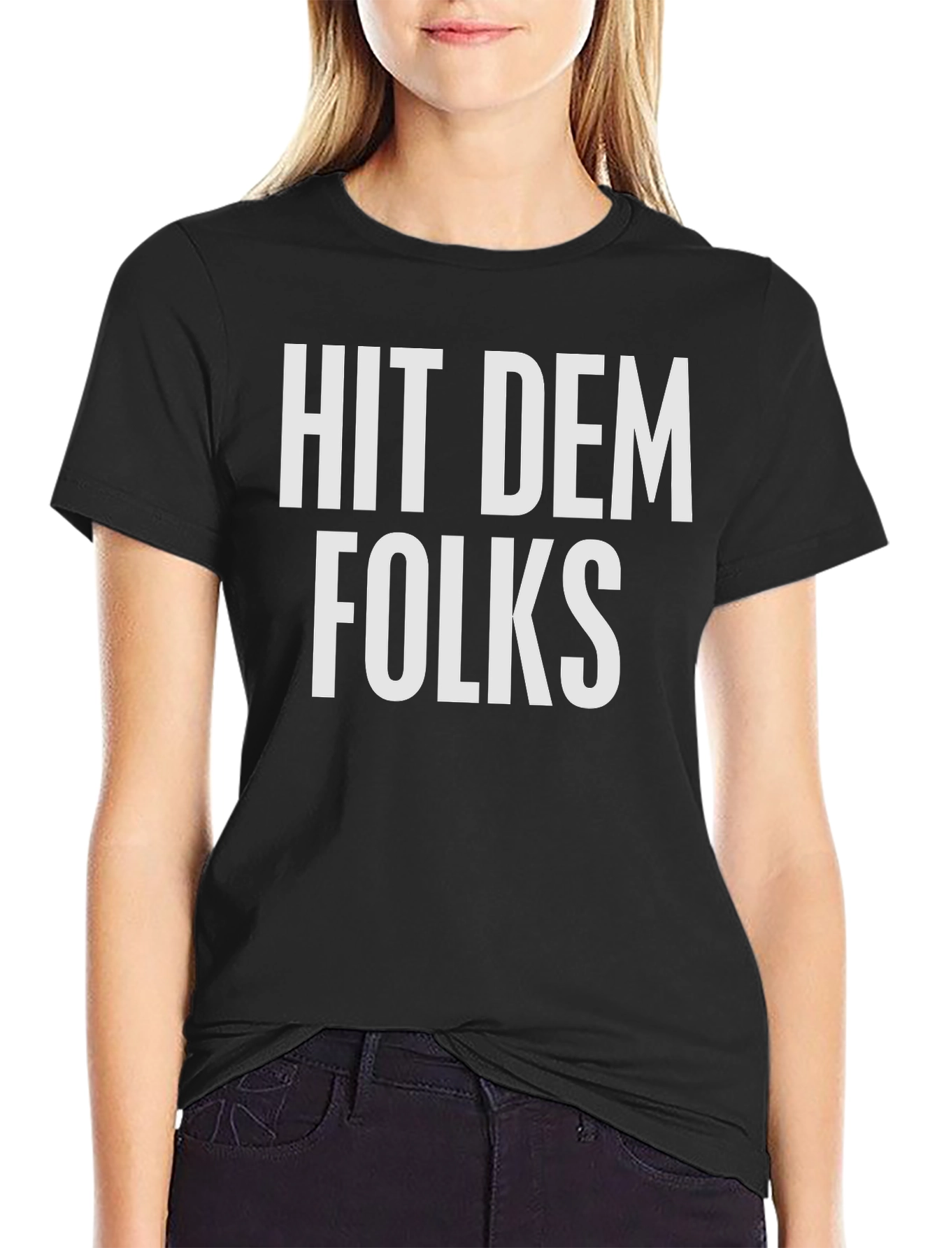 Hit Dem Folks Graphic Tee - Black Cotton Blend
