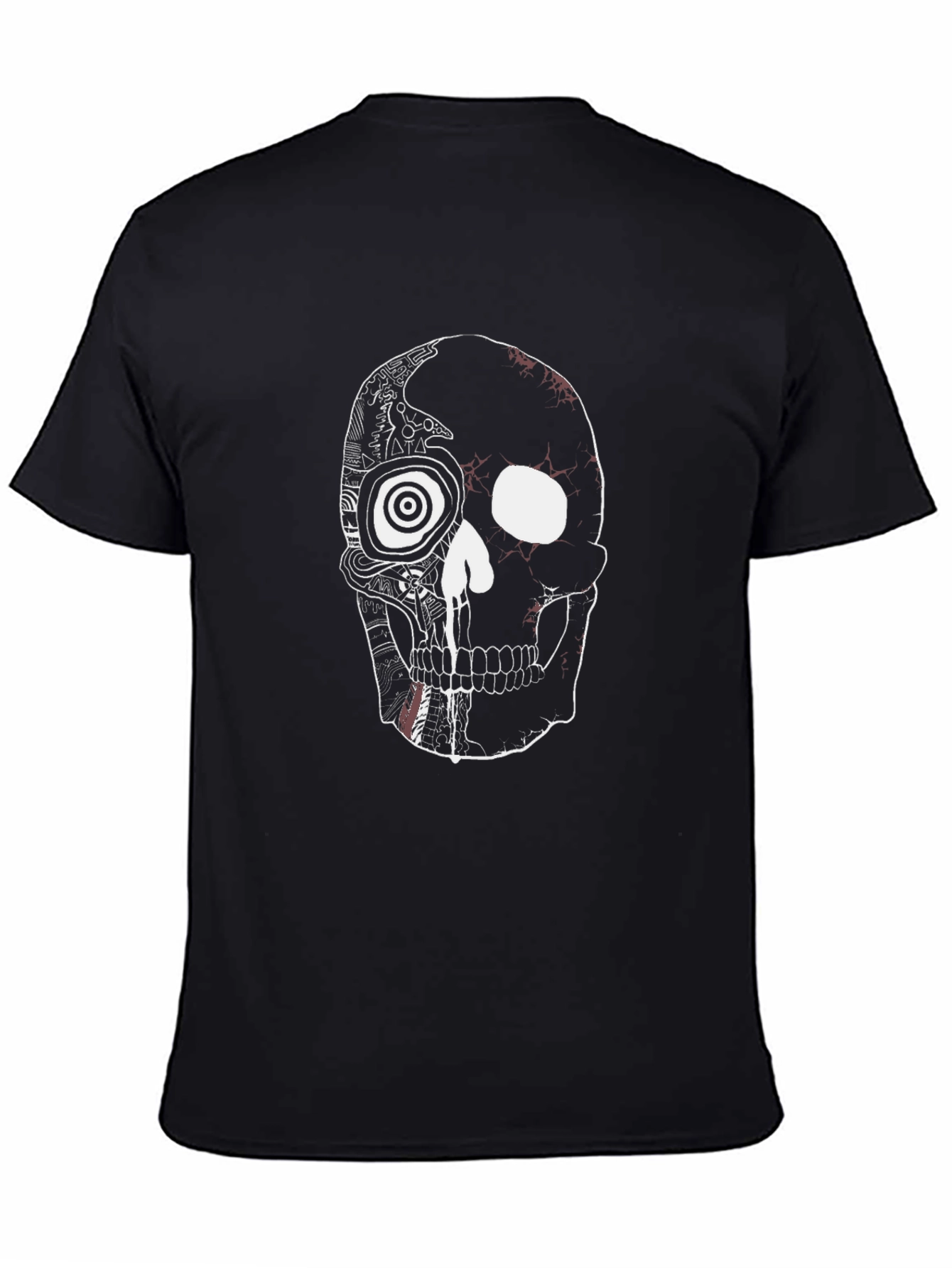 Edgy Skull Graphic Tee - Black