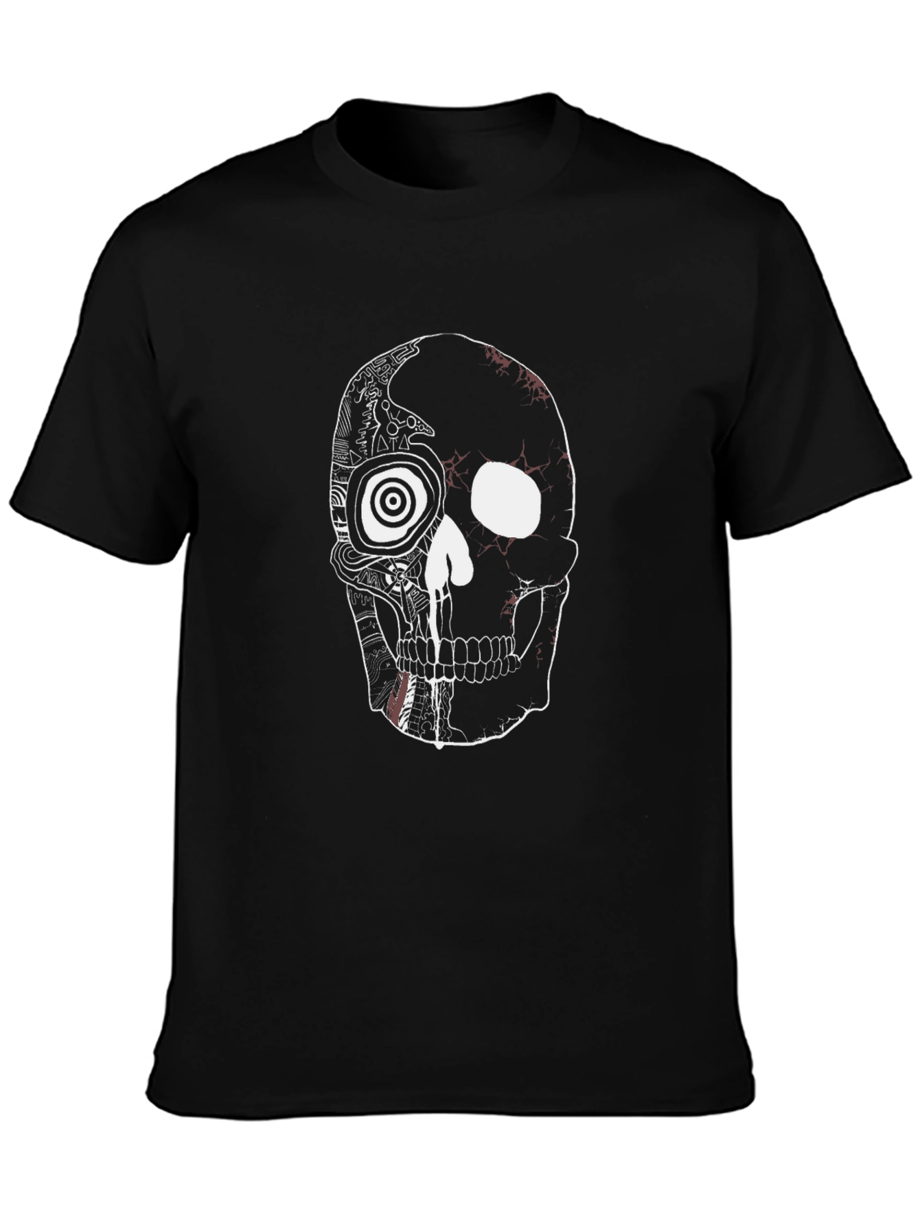 Edgy Skull Graphic Tee - Black
