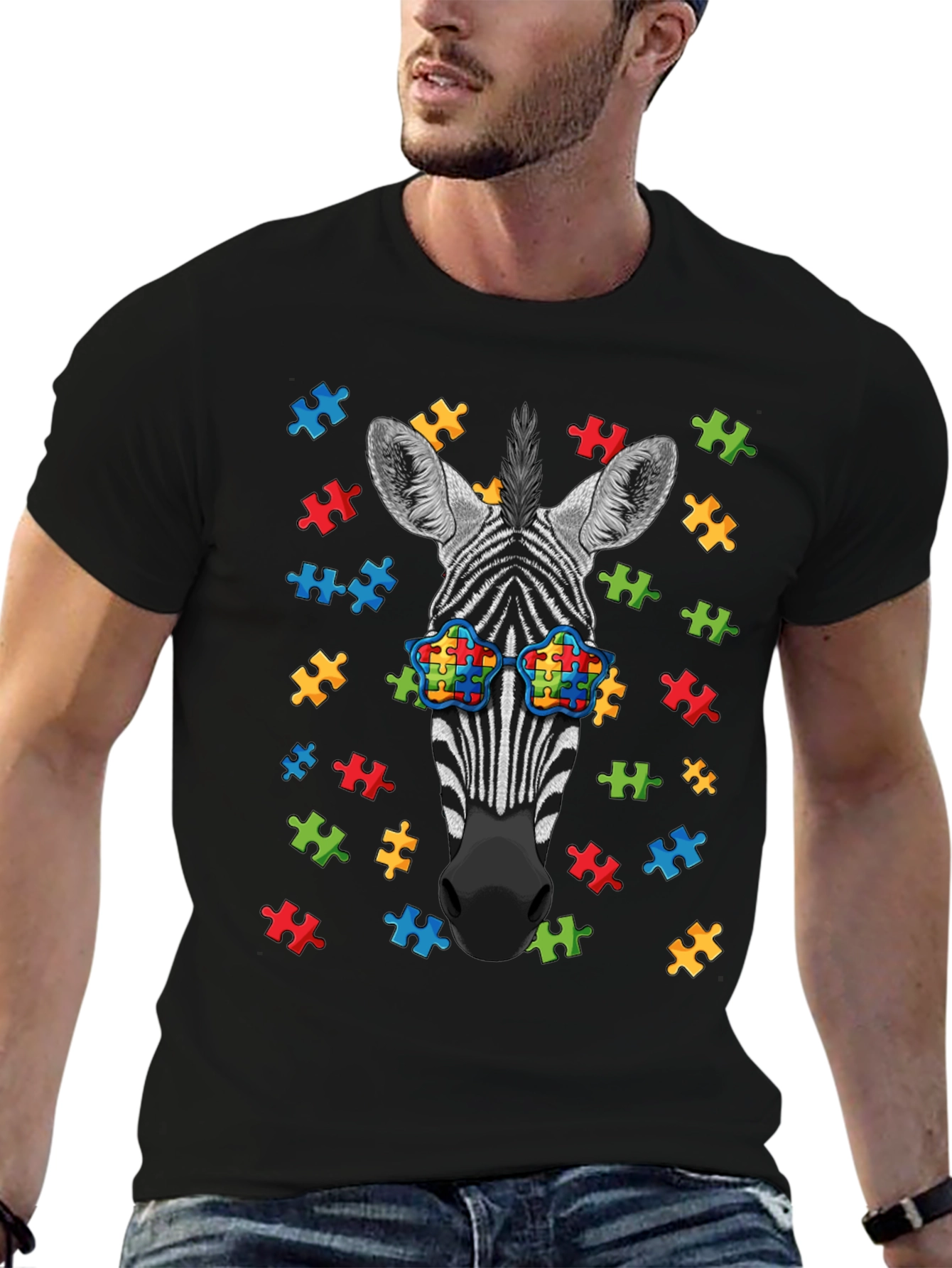 Zebra Autism Awareness Puzzle T-Shirt