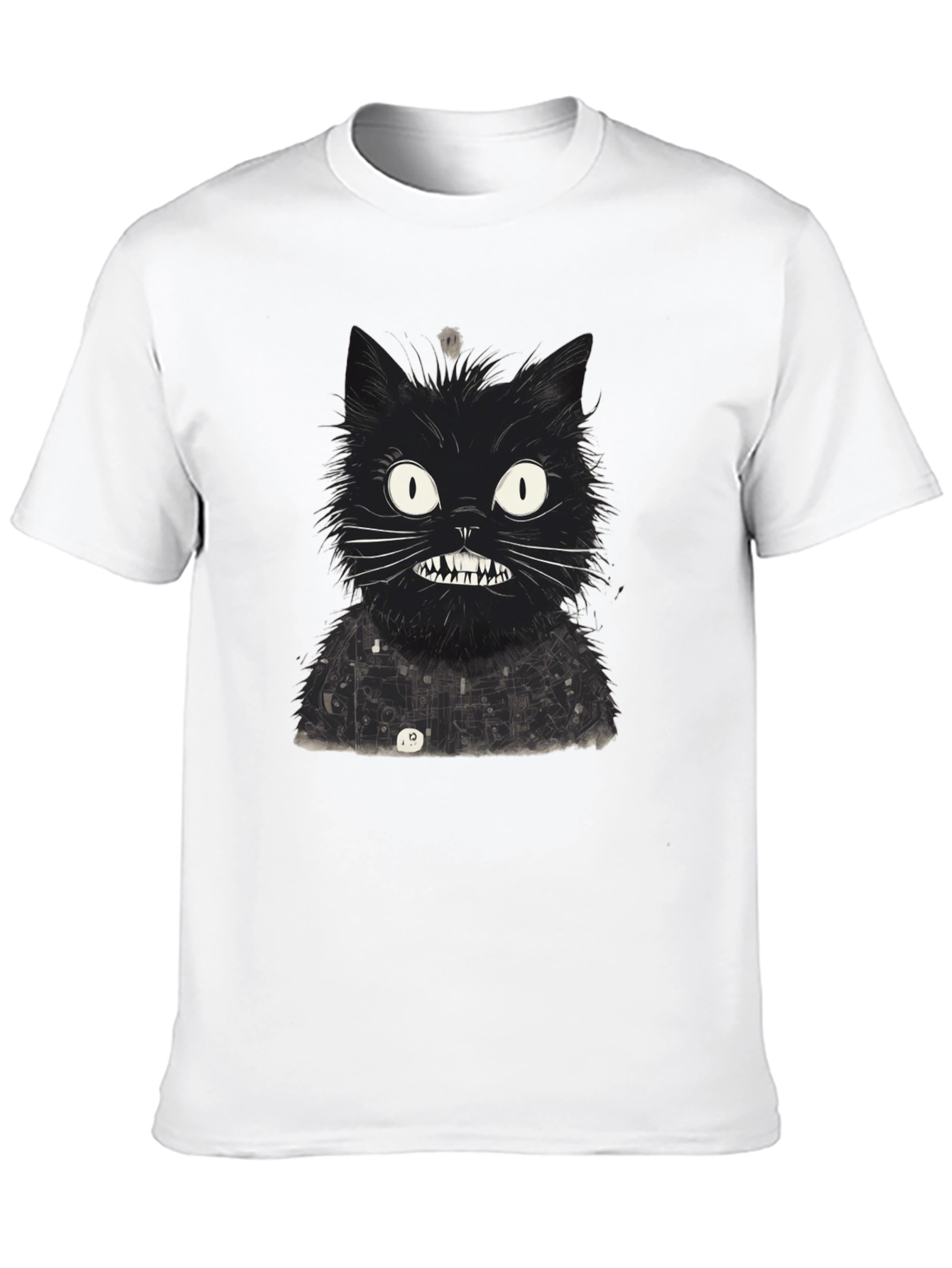 Mens Black Cat Graphic Tee - Quirky Print