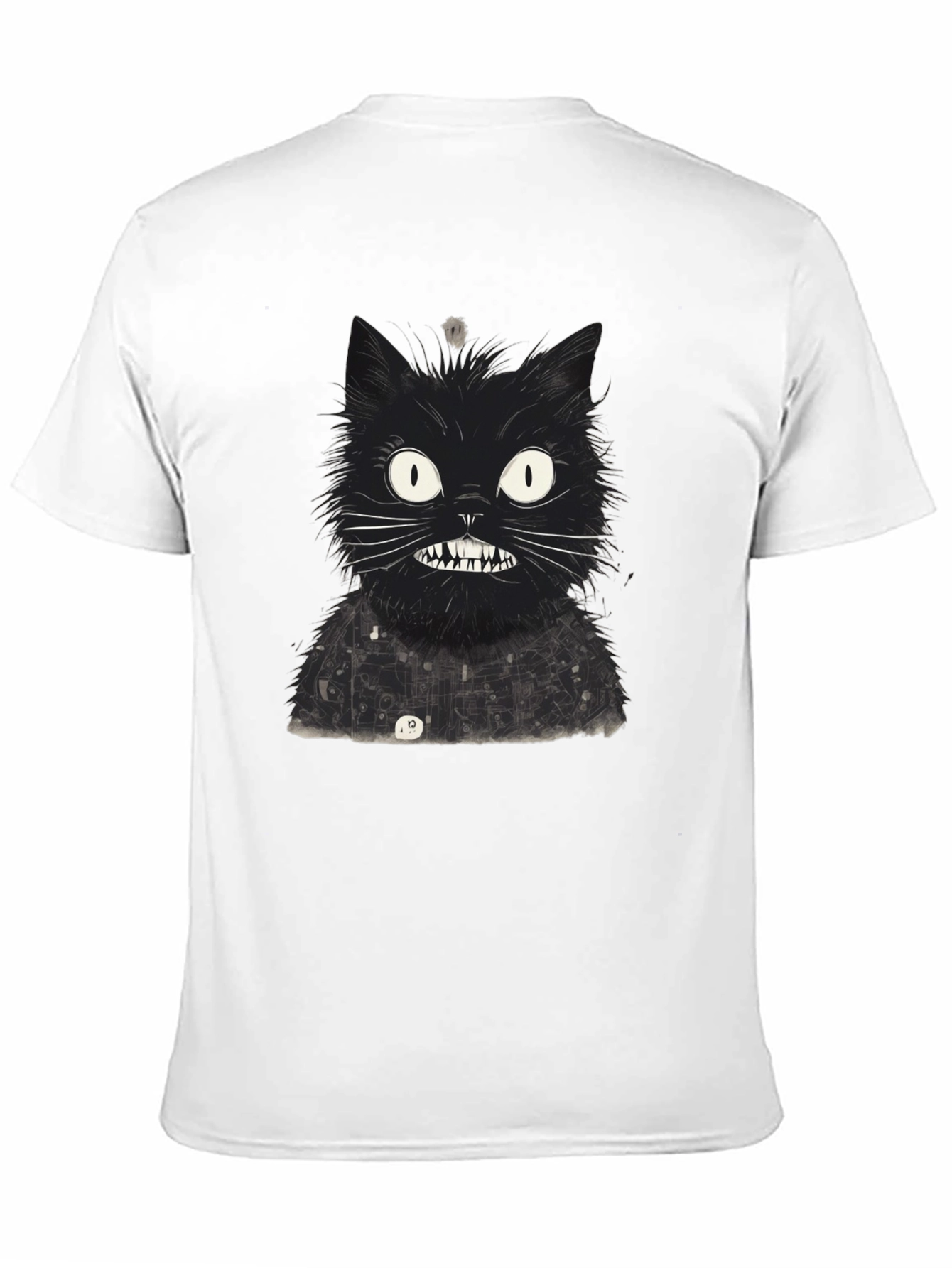 Mens Black Cat Graphic Tee - Quirky Print