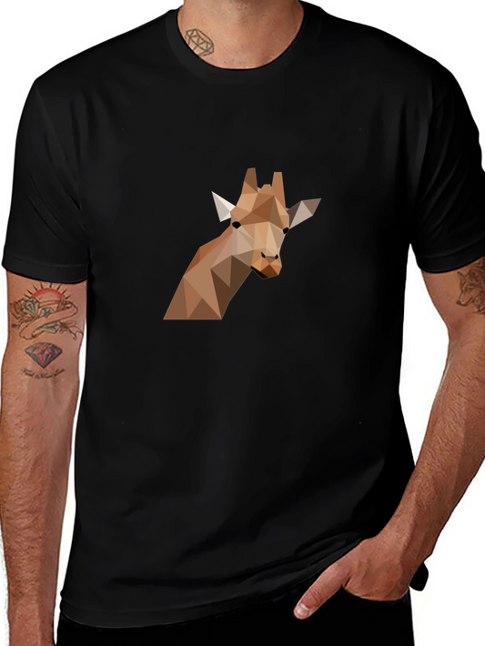 Geometric Giraffe Graphic Tee - Modern Art Shirt