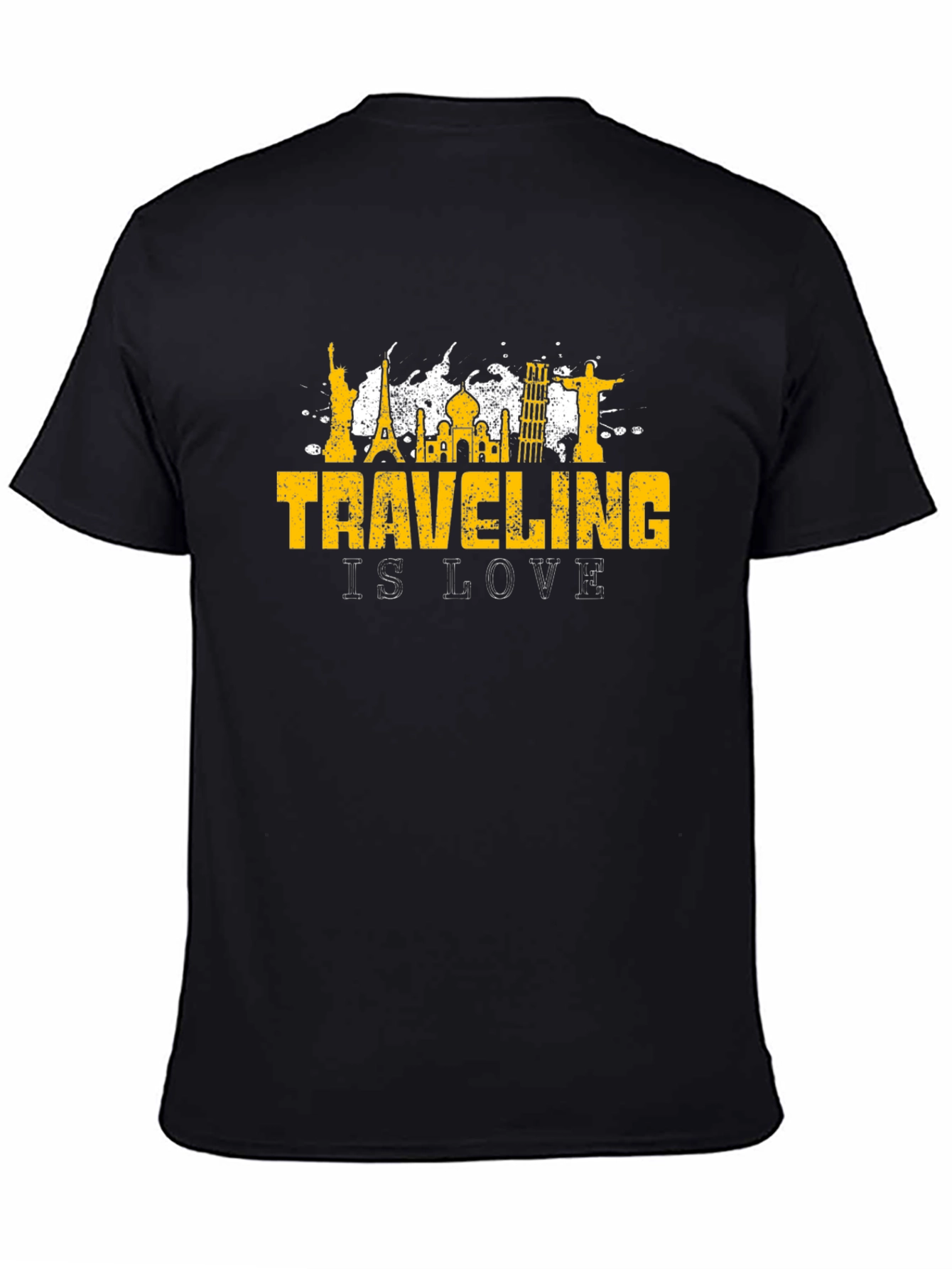 Traveling Is Love Black Graphic T-Shirt