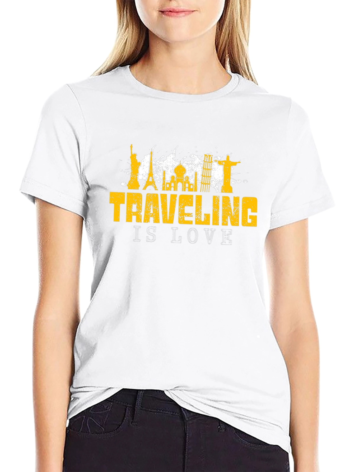 Traveling Is Love Black Graphic T-Shirt