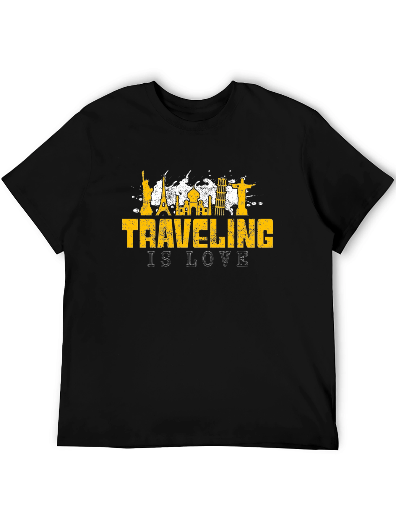 Traveling Is Love Black Graphic T-Shirt