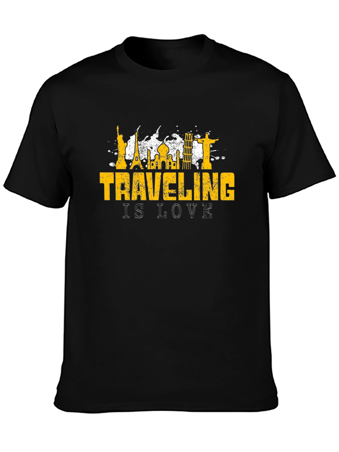 Traveling Is Love Black Graphic T-Shirt