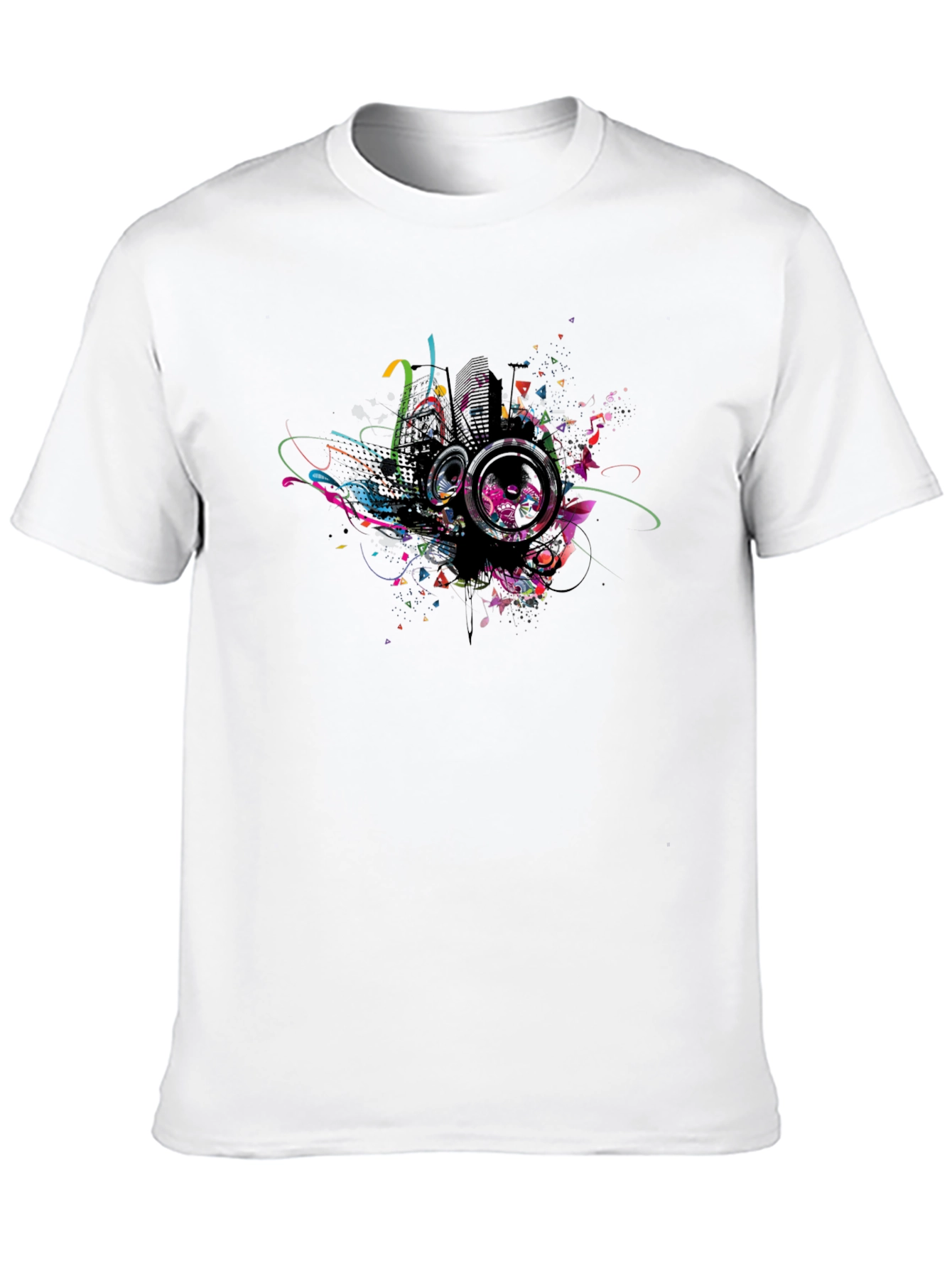 Abstract Speaker Graphic Print Black Tee
