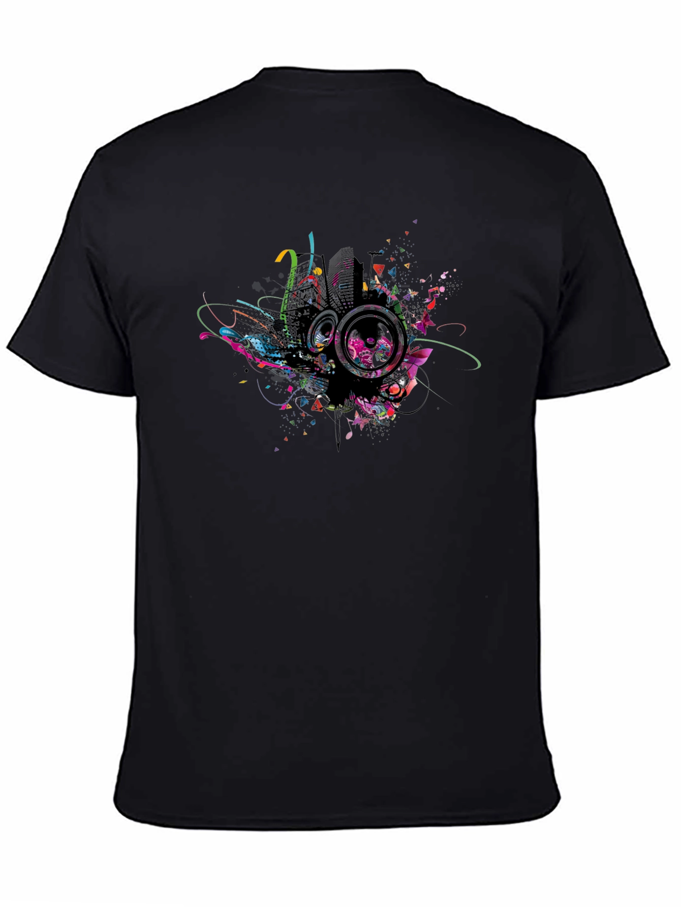 Abstract Speaker Graphic Print Black Tee
