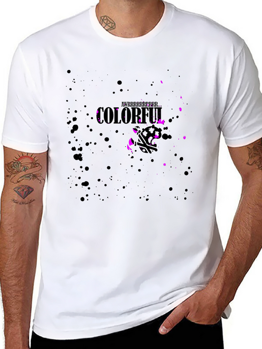 Colorful Graphic Tee - Black Crew Neck