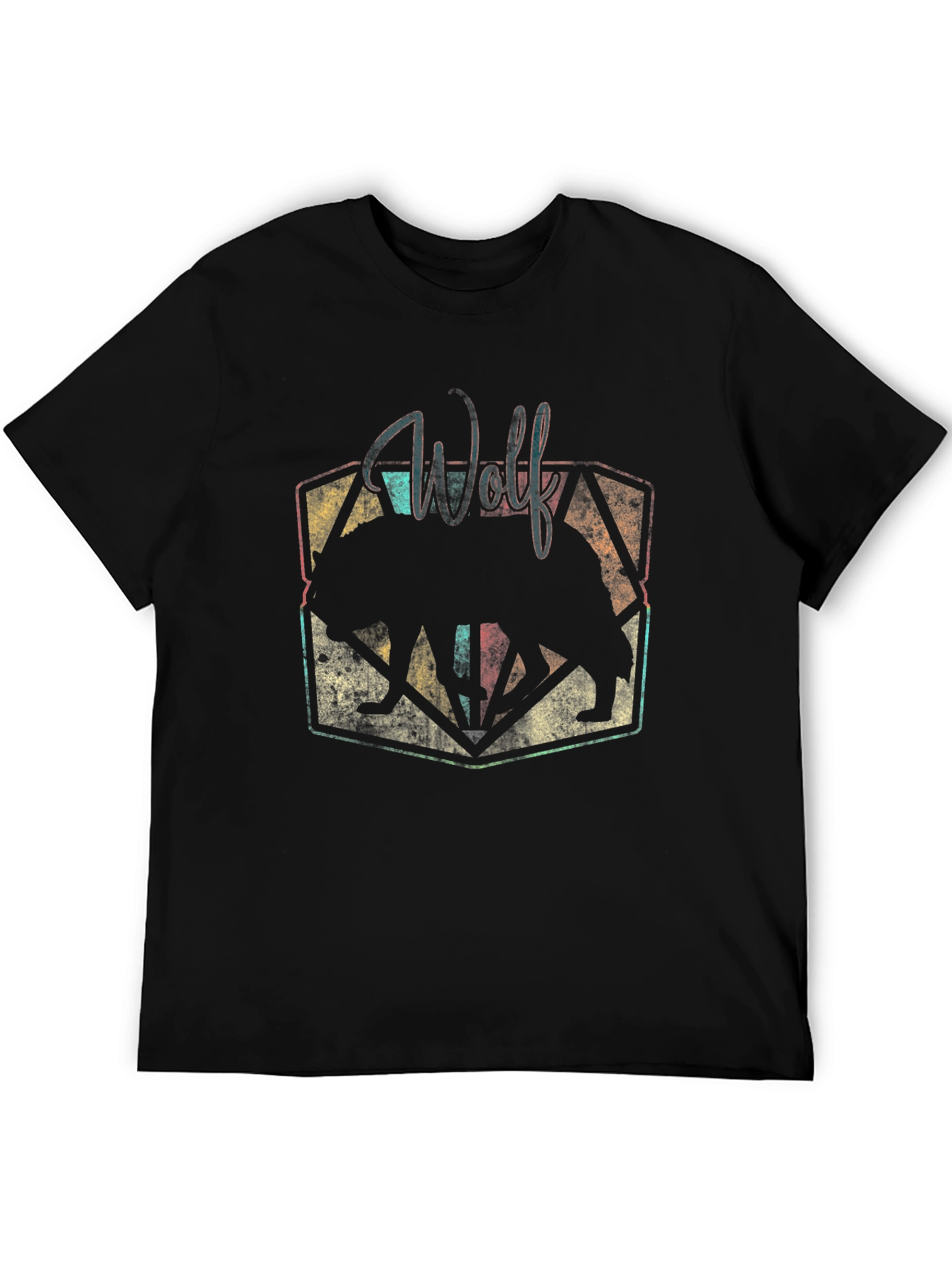 Wolf Graphic Print Black T-Shirt